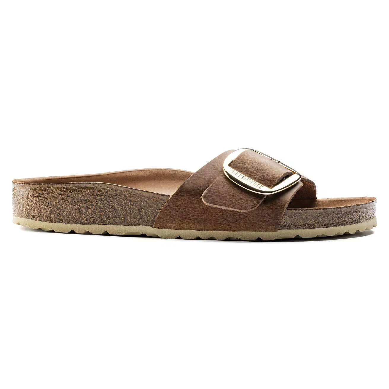 Birkenstock unisex sandaalit Madrid Big Buckle Narrow Leather, konjakinruskea