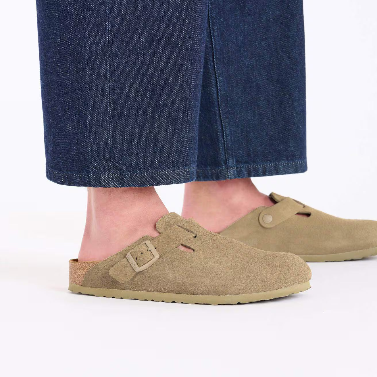 Birkenstock unisex sandaalit Boston Regular Suede Faded Khaki, tumma kameli