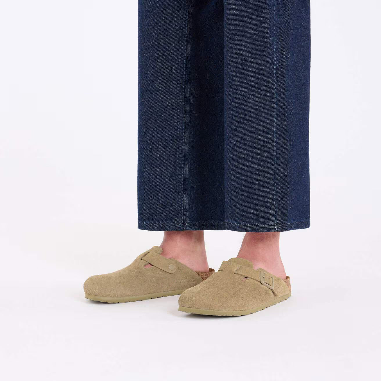 Birkenstock unisex pistokkaat Boston Regular Suede Faded Khaki, tumma kameli