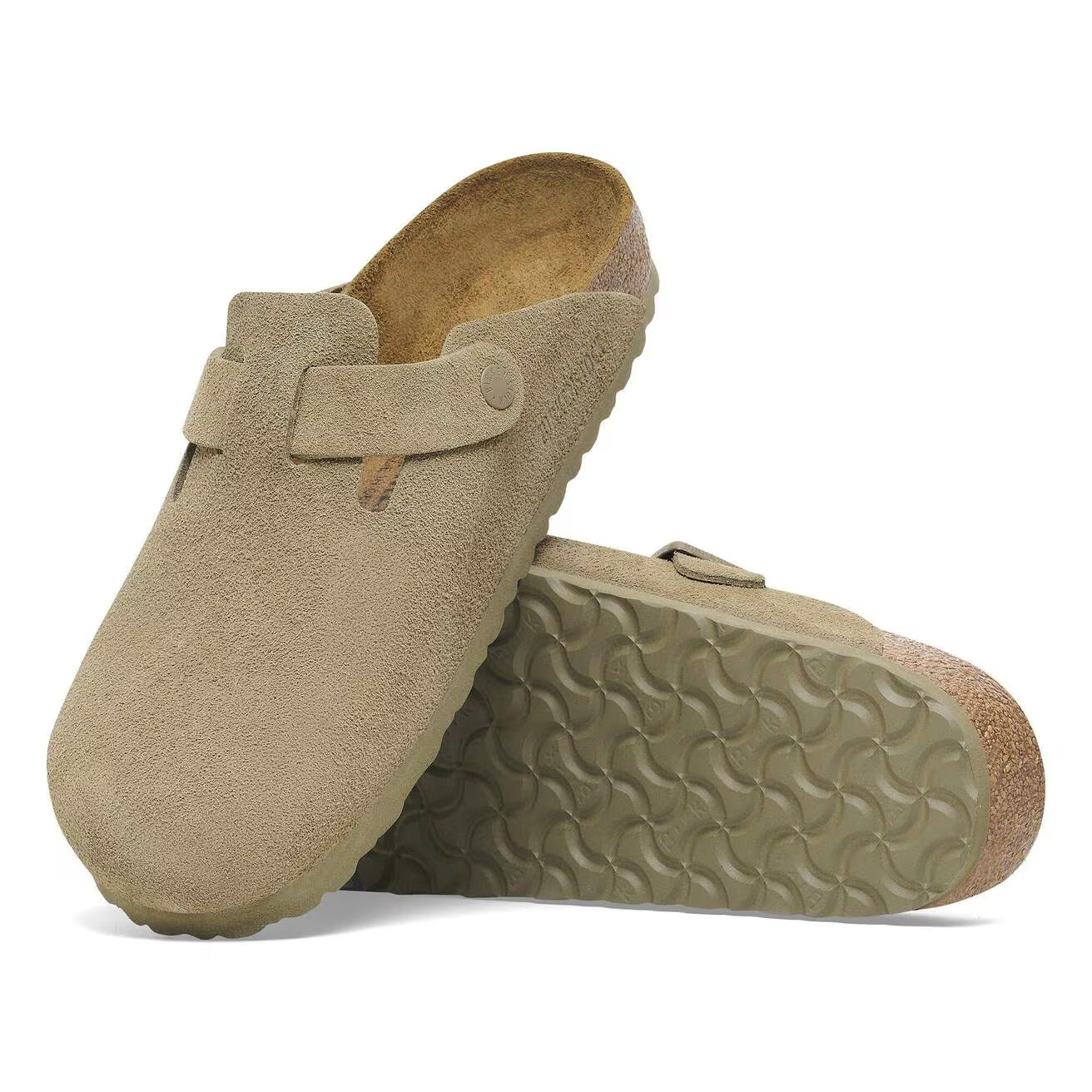 Birkenstock unisex pistokkaat Boston Regular Suede Faded Khaki, tumma kameli