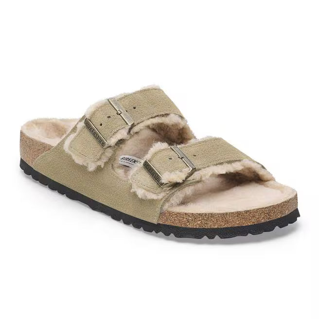 Birkenstock naisten sandaalit Arizona Shearling, harmaanruskea