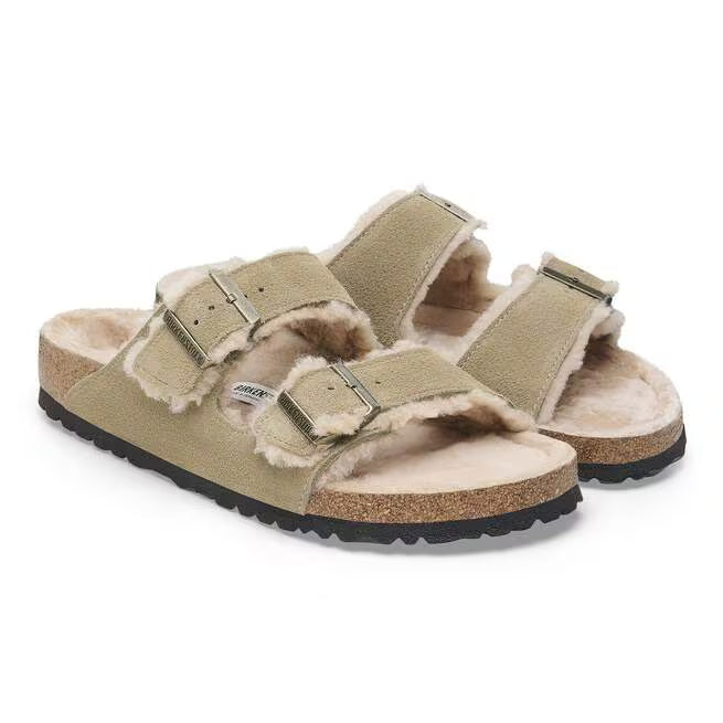 Birkenstock naisten sandaalit Arizona Shearling, harmaanruskea