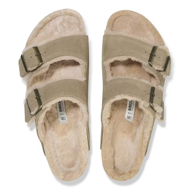 Birkenstock naisten sandaalit Arizona Shearling, harmaanruskea