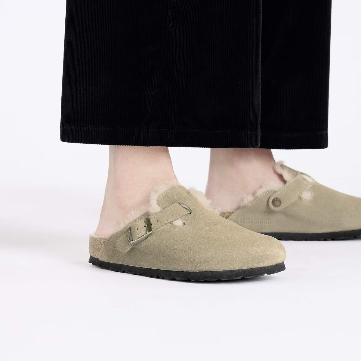 Birkenstock naisten kengät Boston Shearling Narrow, harmaanruskea