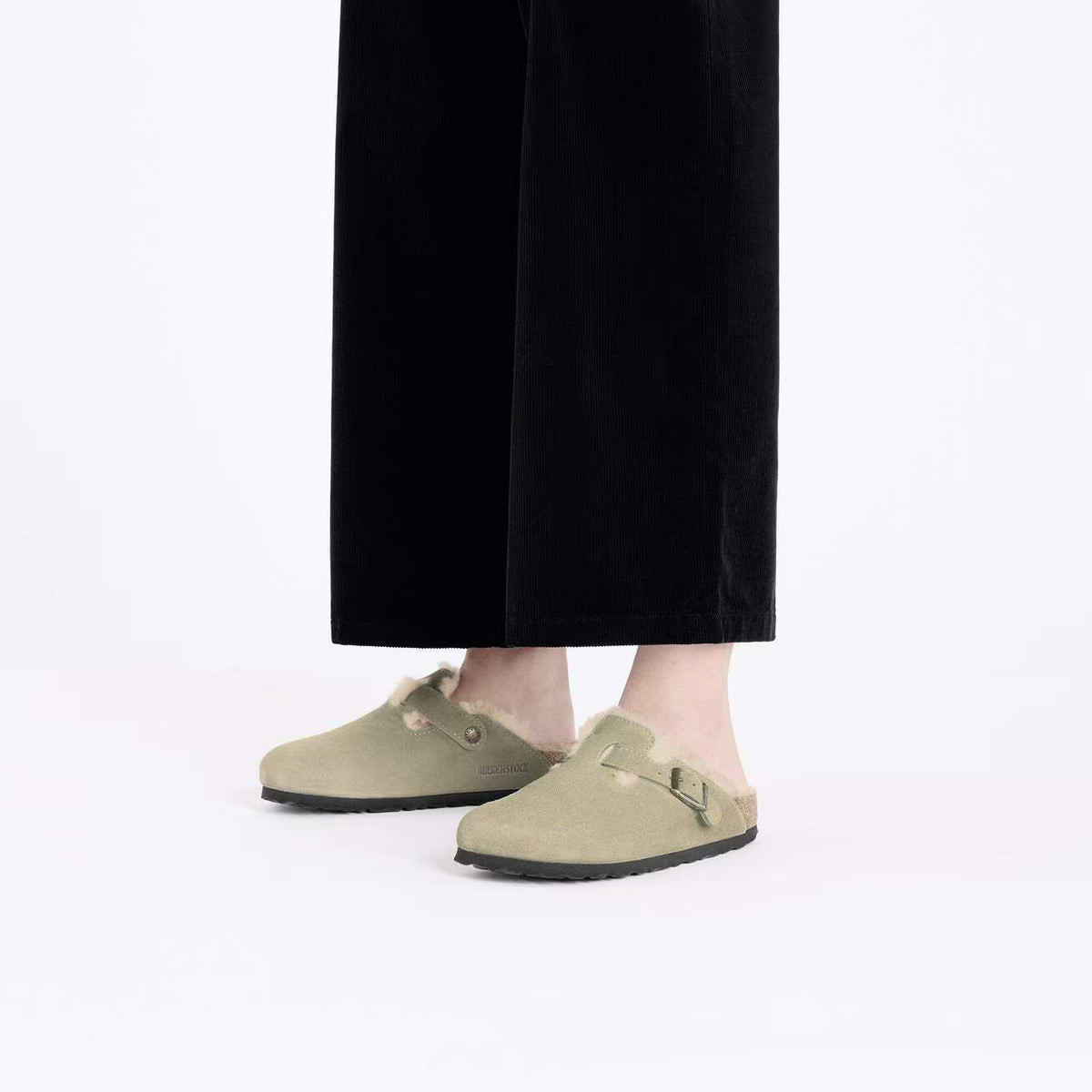 Birkenstock naisten kengät Boston Shearling Narrow, harmaanruskea