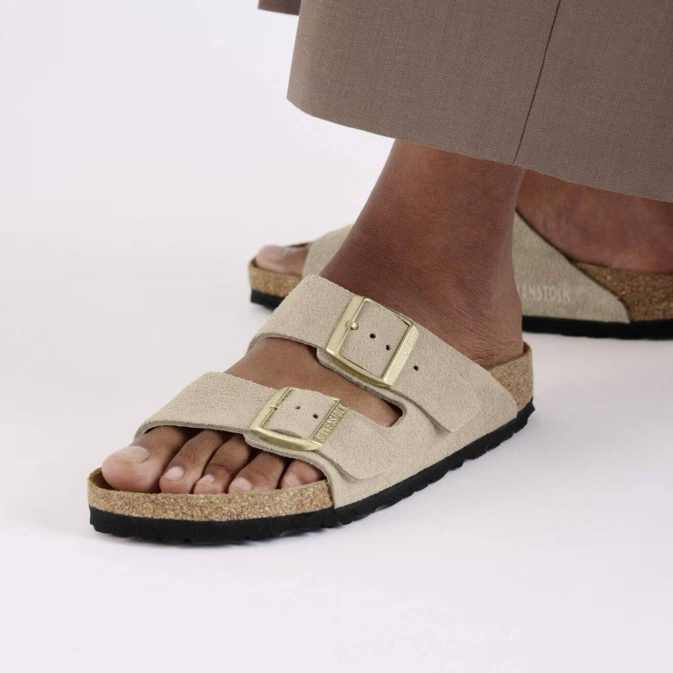 Birkenstock unisex sandaalit Arizona Narrow Suede Leather, sandcastle beige