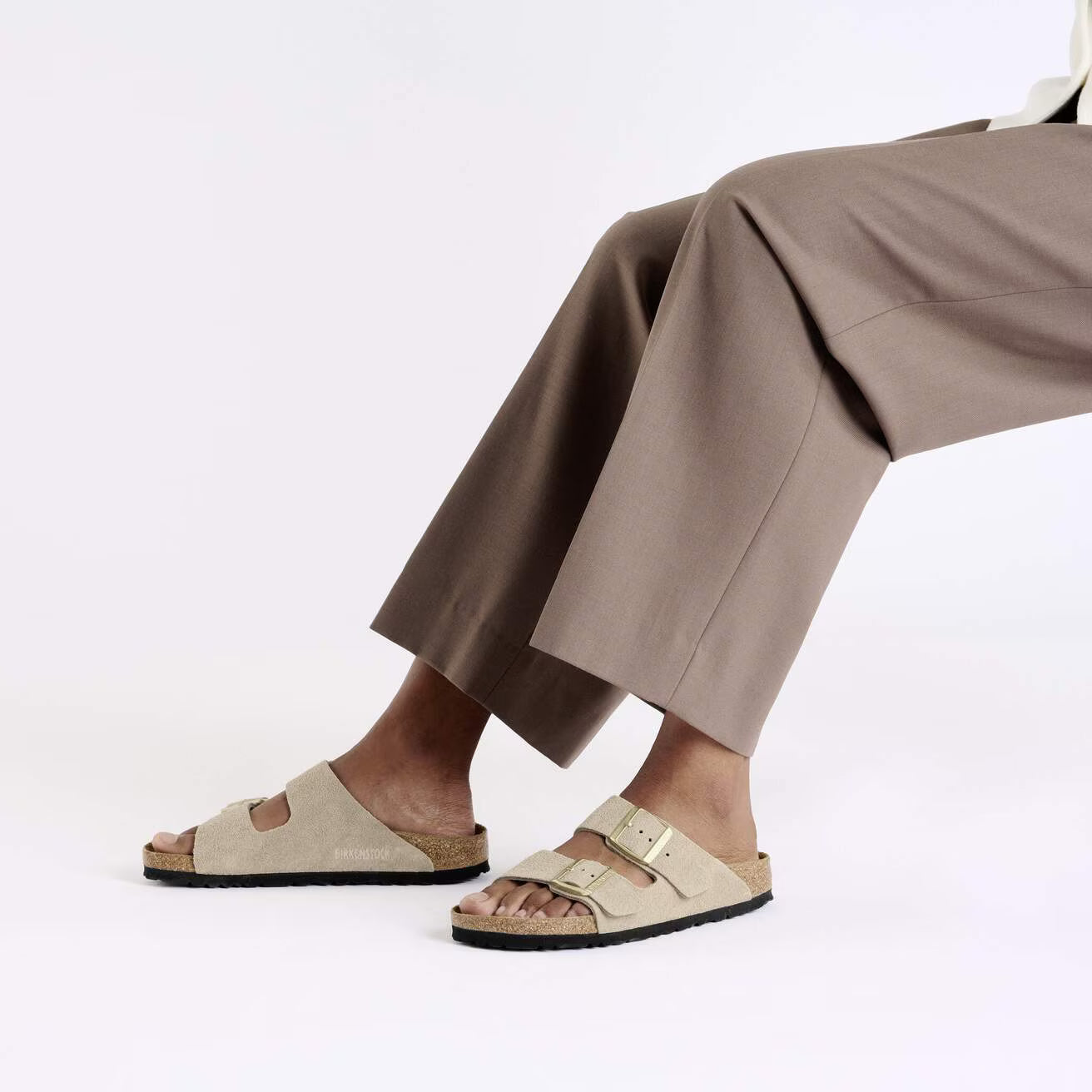 Birkenstock unisex sandaalit Arizona Narrow Suede Leather, sandcastle beige