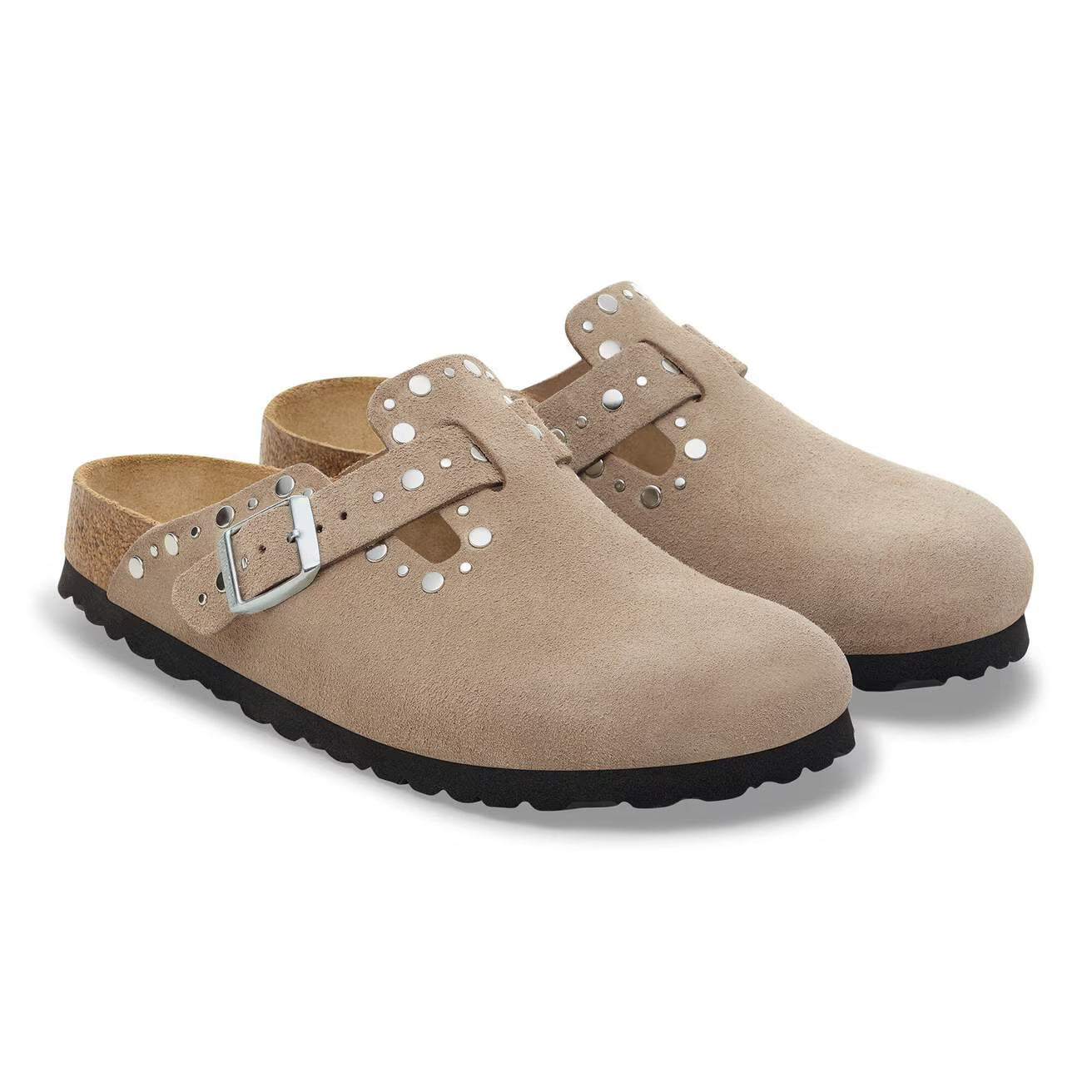 Birkenstock naisten pistokkaat Boston Rivets, ruskeanharmaa