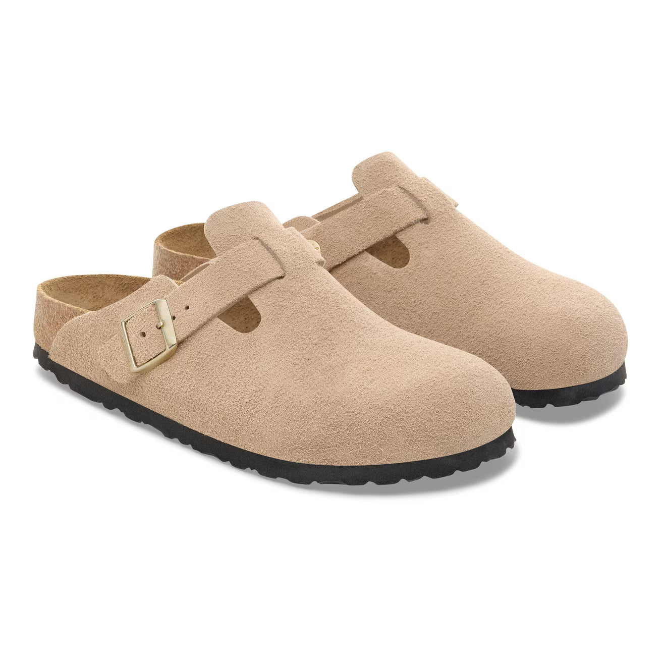 Birkenstock unisex pistokkaat Boston Narrow Suede Leather Sandcastle, beige