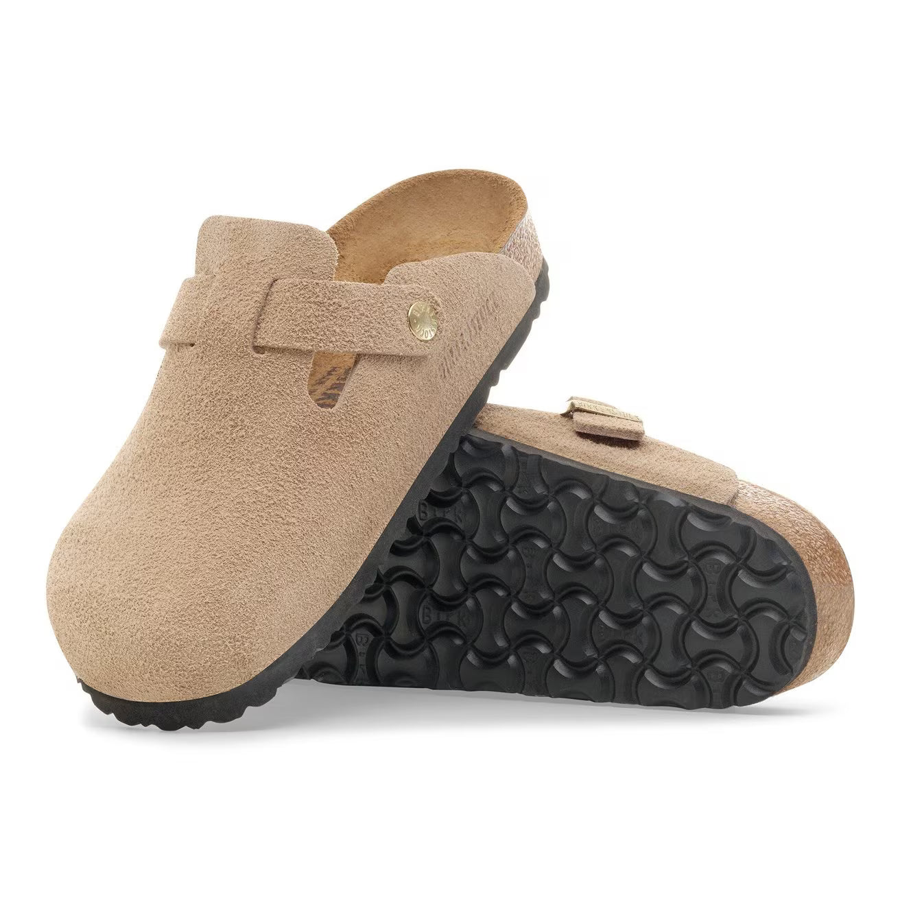 Birkenstock unisex pistokkaat Boston Narrow Suede Leather Sandcastle, beige