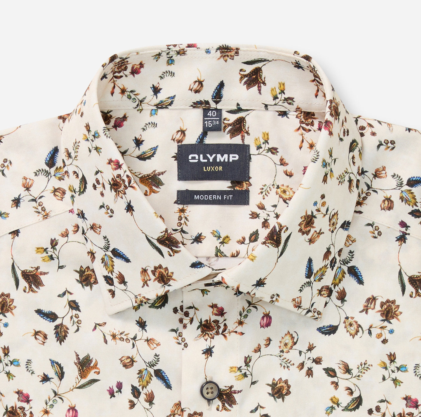 Olymp miesten kauluspaita Luxor Modern Fit, ruskea kuosillinen