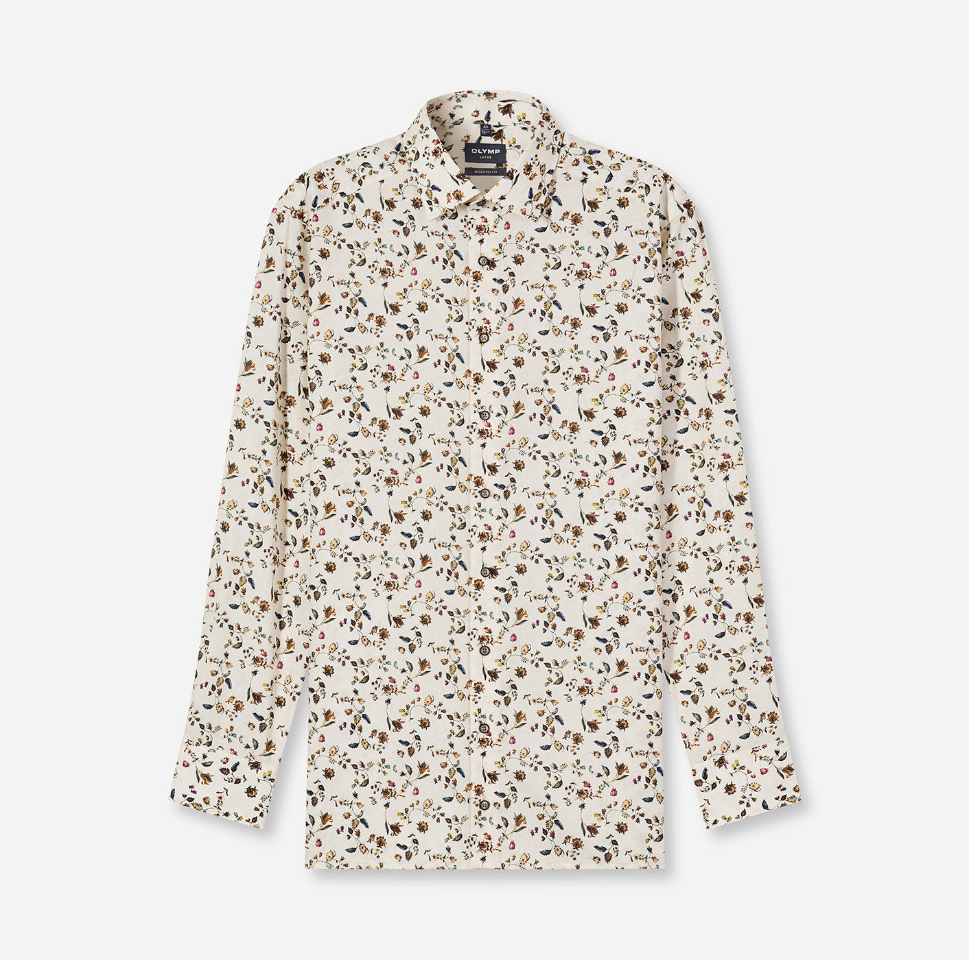 Olymp miesten kauluspaita Luxor Modern Fit, ruskea kuosillinen