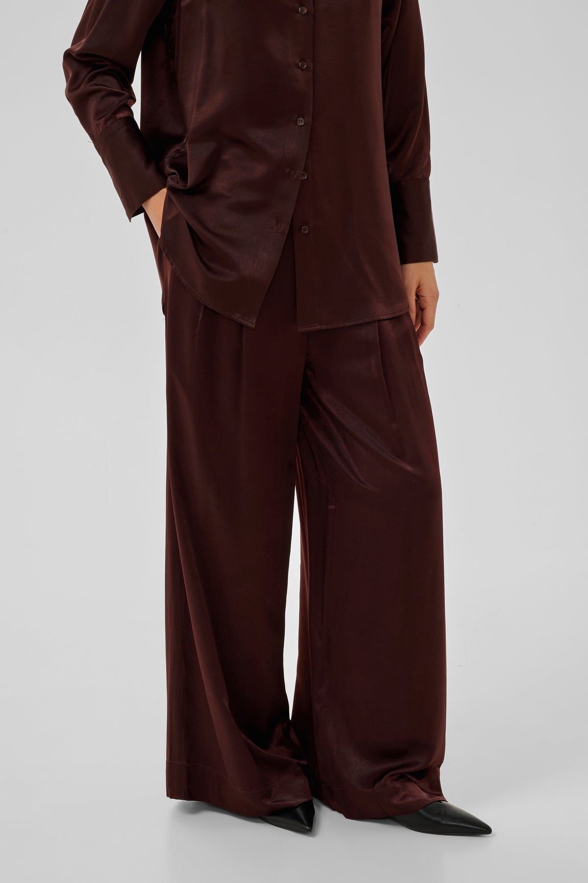 My Essential Wardrobe naisten housut MWEstelle Wide pant, Chocolate Plum