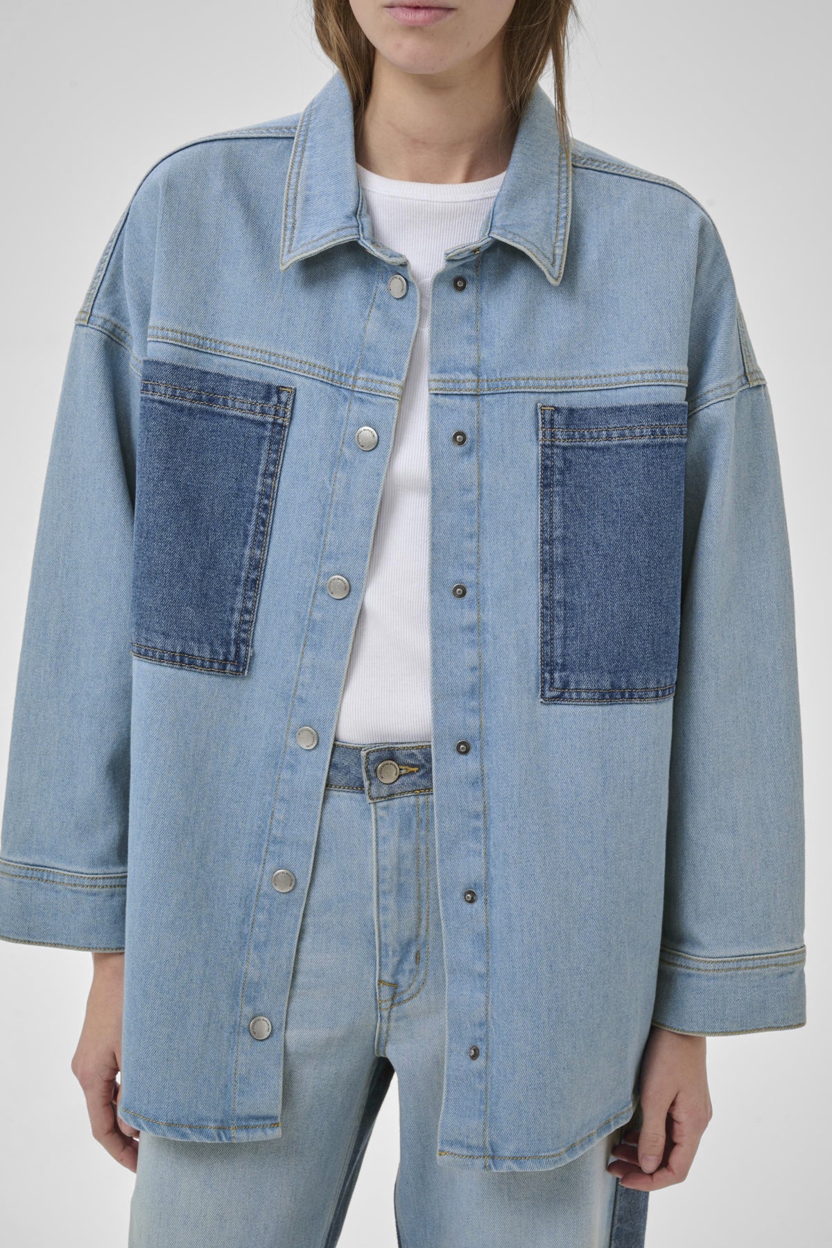 My Essential Wardrobe naisten paitatakki MWMazie 139 Boxy Mix Shirt, sininen
