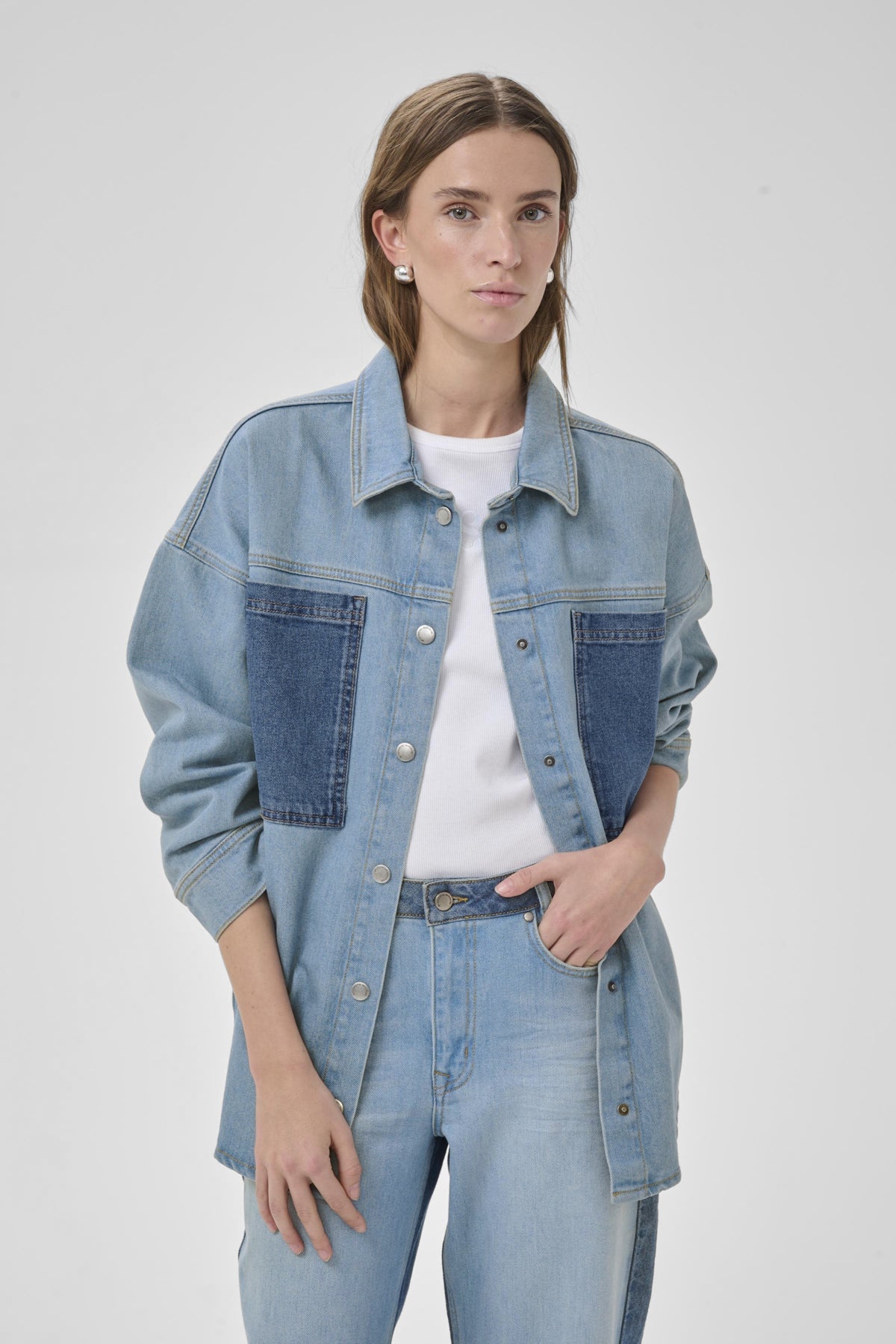 My Essential Wardrobe naisten paitatakki MWMazie 139 Boxy Mix Shirt, sininen