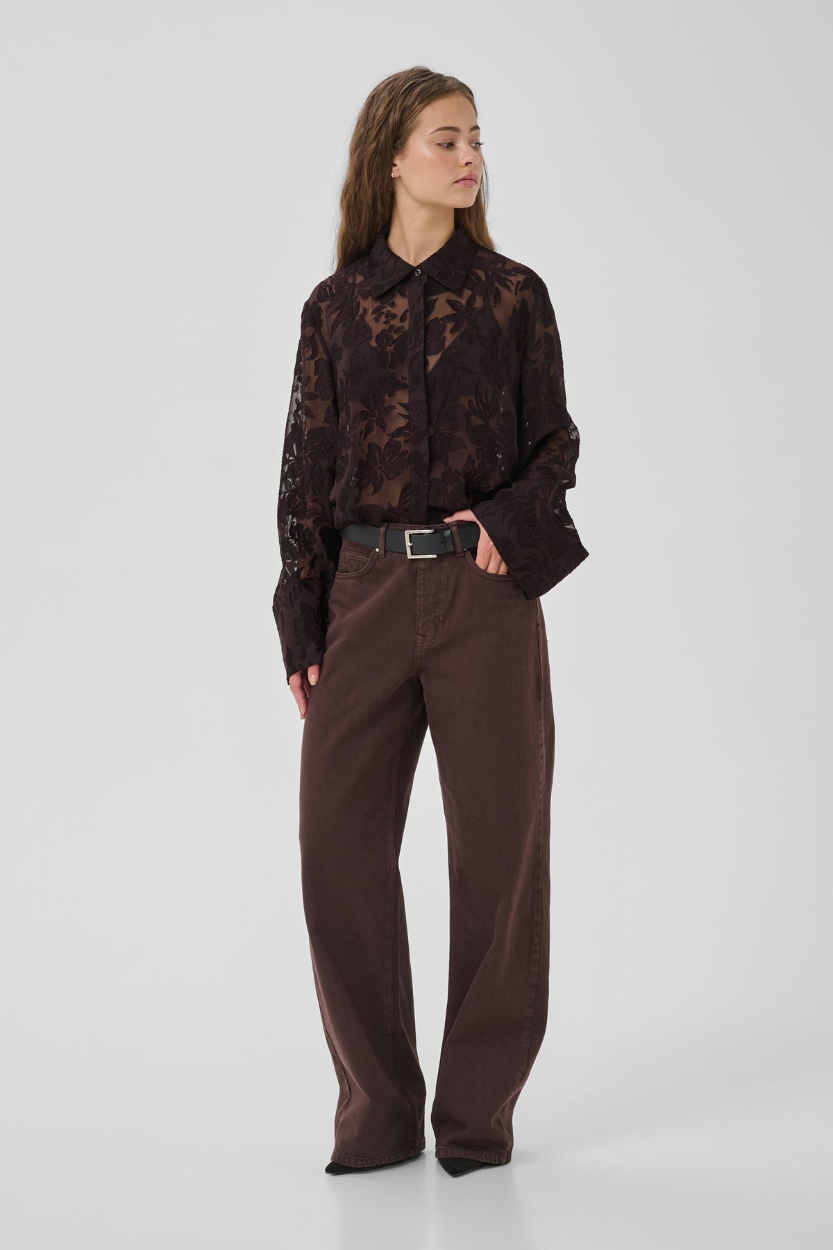 MY ESSENTIAL WARDROBE naisten kauluspaita MWEnya Boxy Shirt, Chocolate Plum