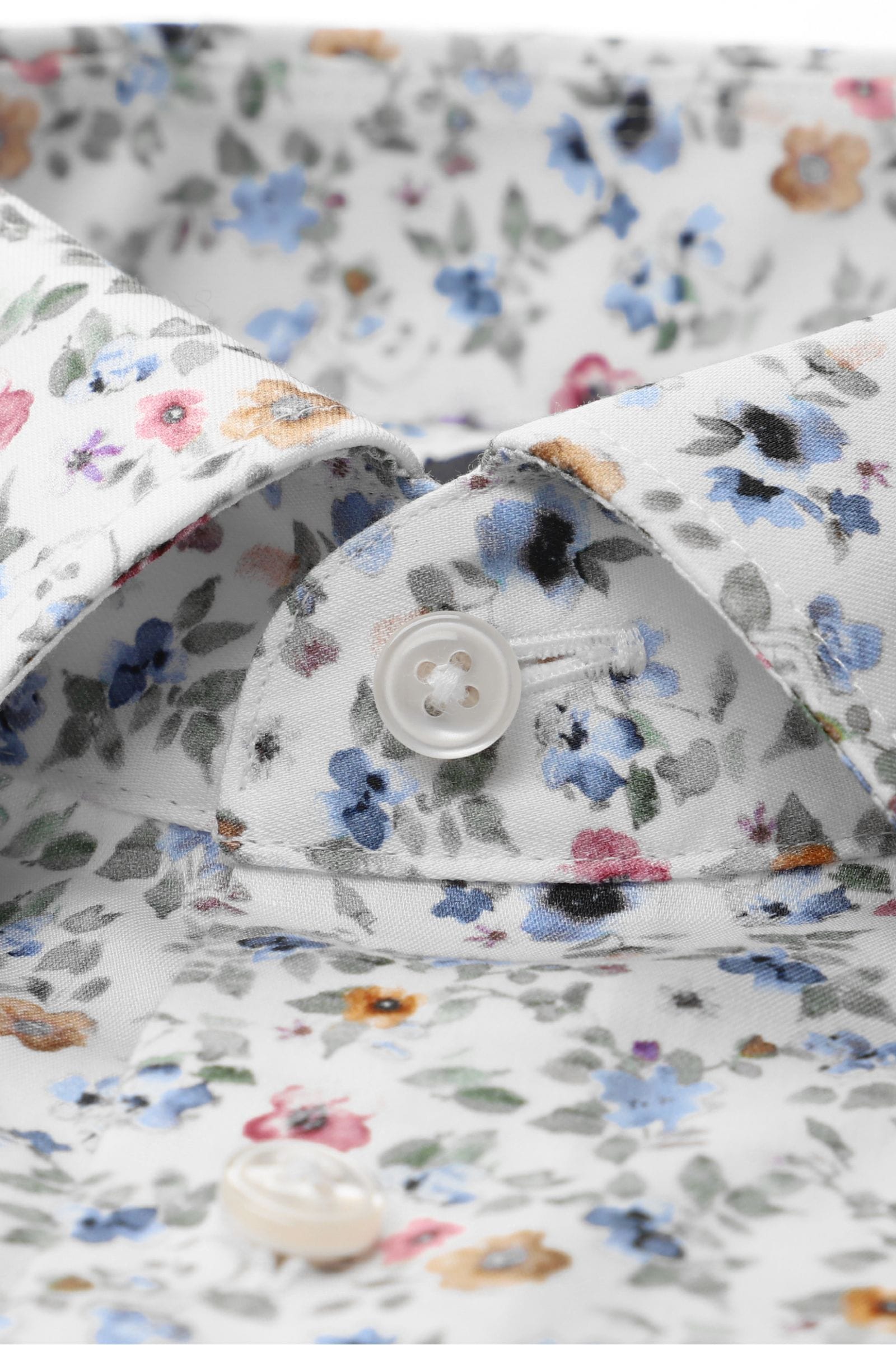 Olymp kauluspaita Luxor Modern Fit Floral Print, valkopohjainen kuosi