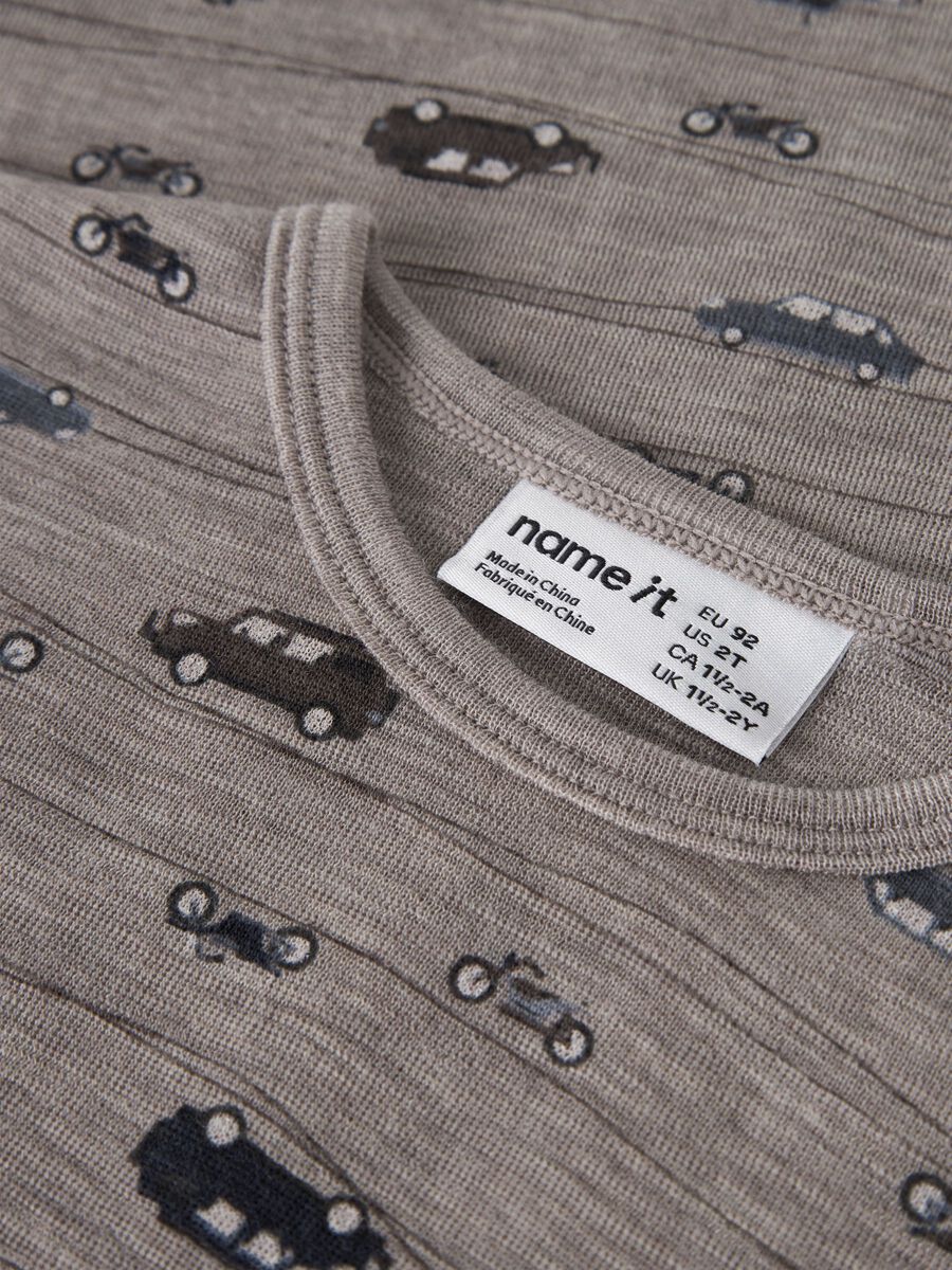 Name It lasten merinovillainen paita Wang Wool Rib Top, kuosillinen beige