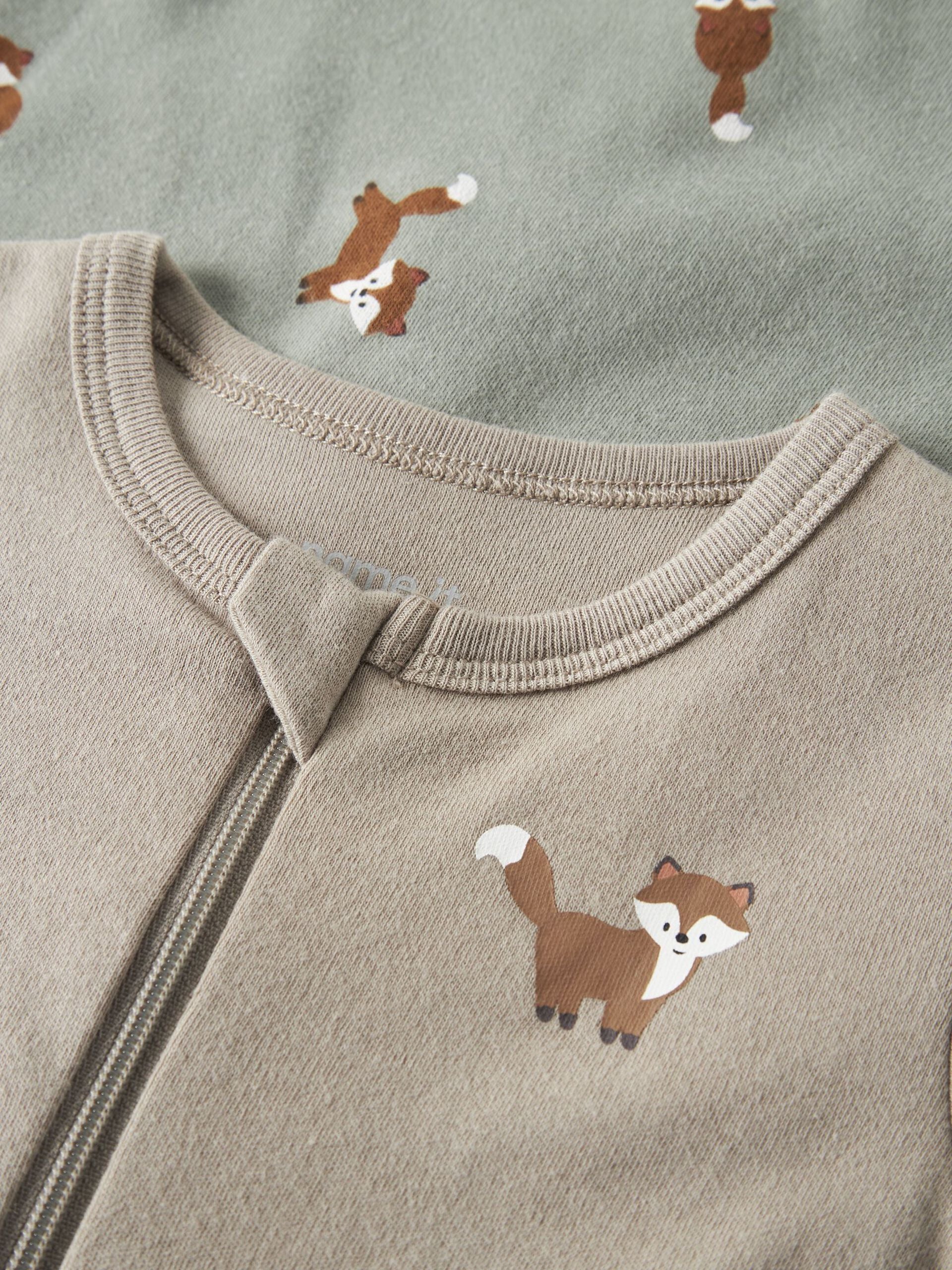 Name It yöasu NBMNIGHTSUIT 2P ZIP FF FOX, vaaleanvihreä