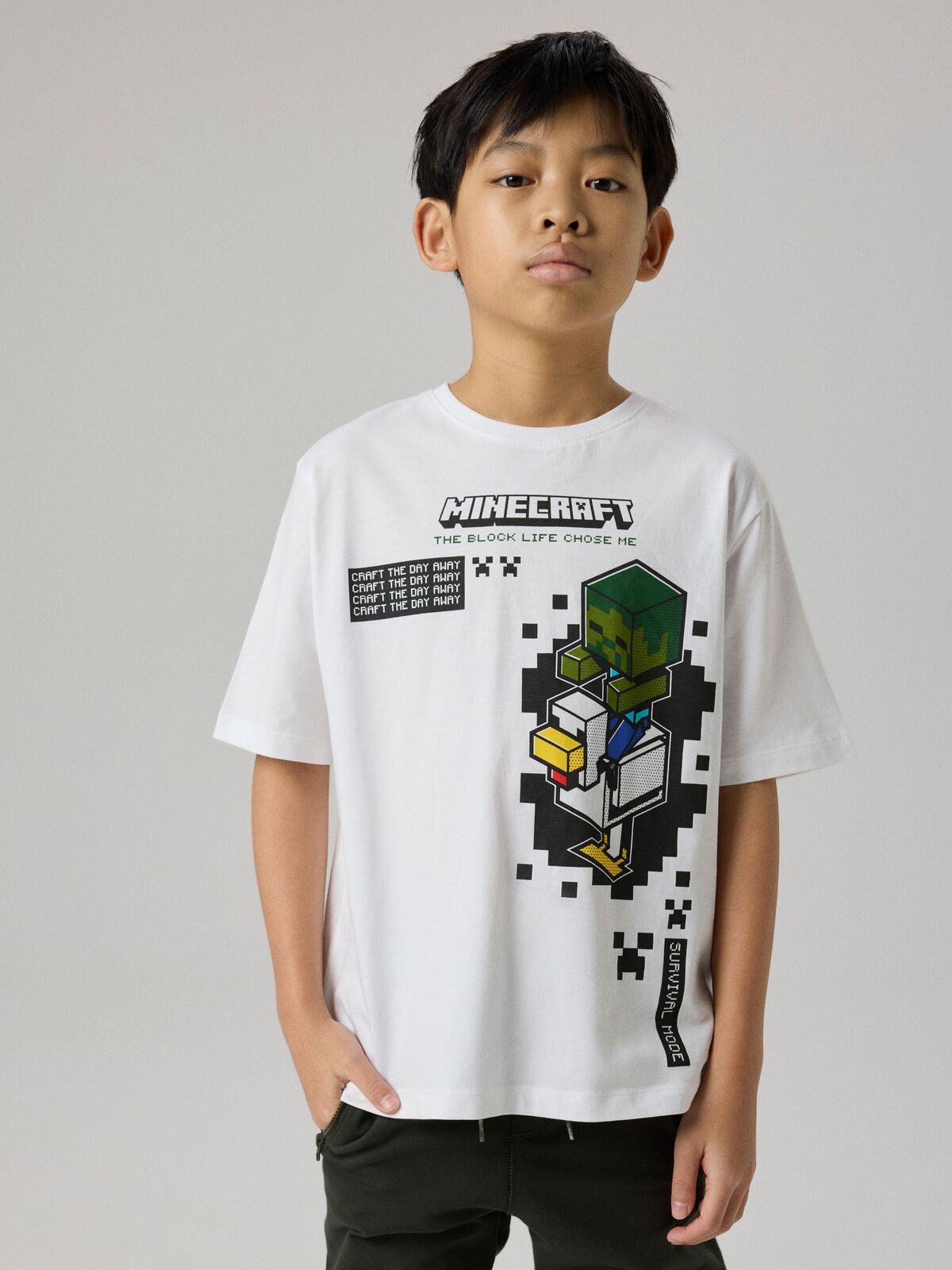 Name It lasten t-paita Minecraft, valkoinen