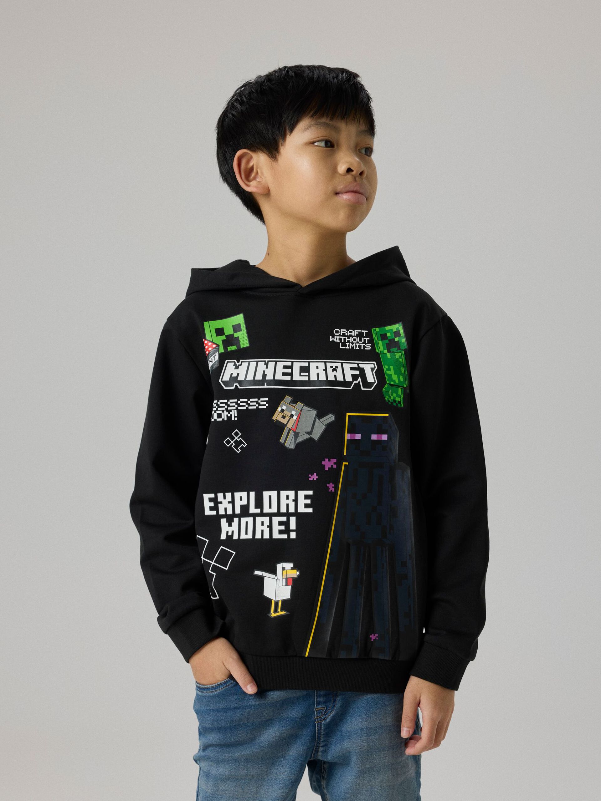 Name It lasten Minecraft-teemainen huppari, musta