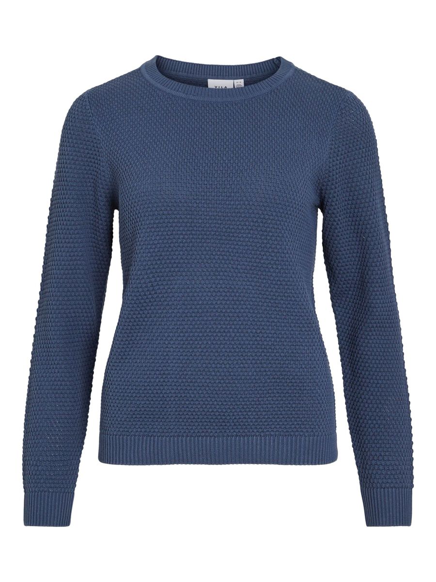 Vila neule, K-VIDALO O-NECK L/S KNIT TOP- NOOS Vintage Indigo