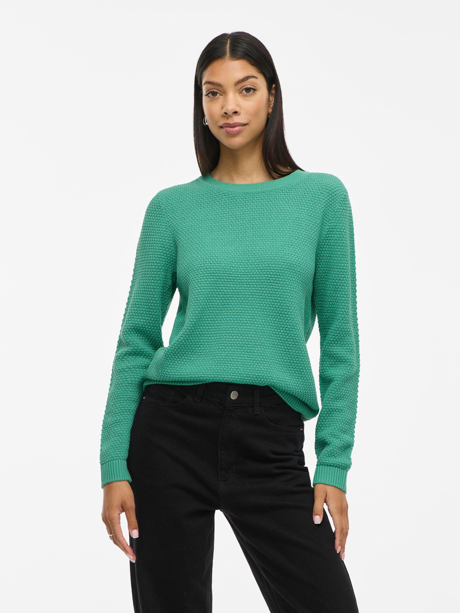 Vila neule,  K-VIDALO O-NECK L/S KNIT TOP- NOOS Winter Green