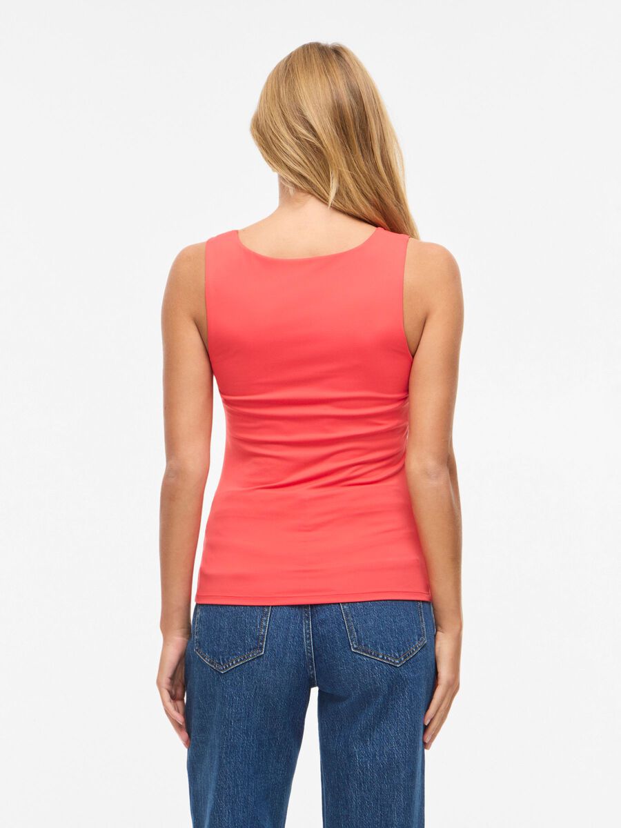 Vila naisten toppi Vikenza U-Neck S/L, Hibiscus