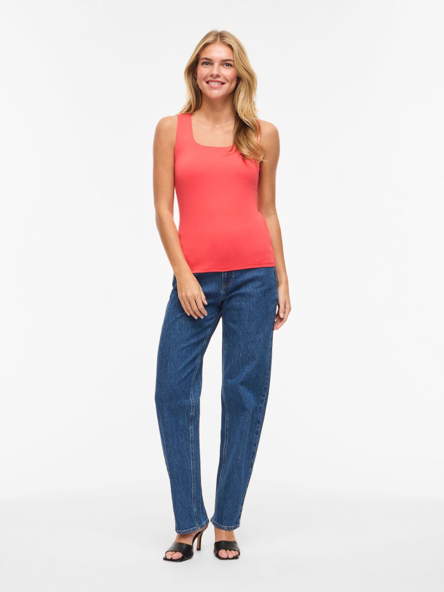 Vila naisten toppi Vikenza U-Neck S/L, Hibiscus