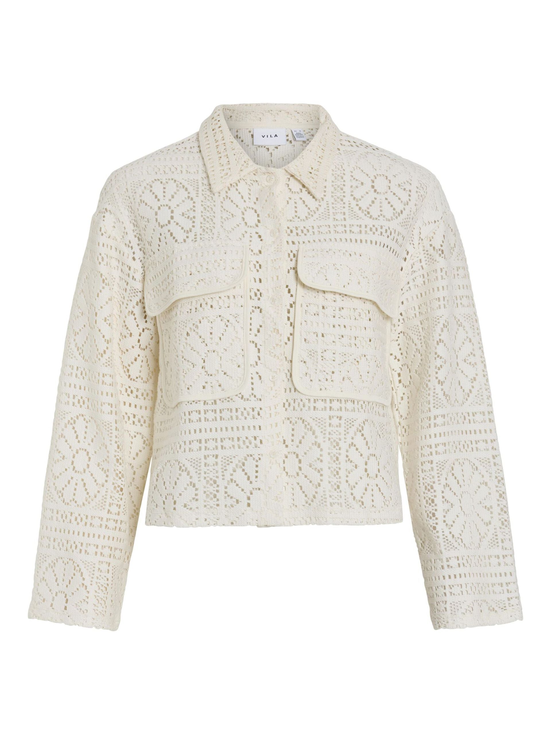 Vila naisten paita Vimerinda Crochet L/S Cardigan, birch