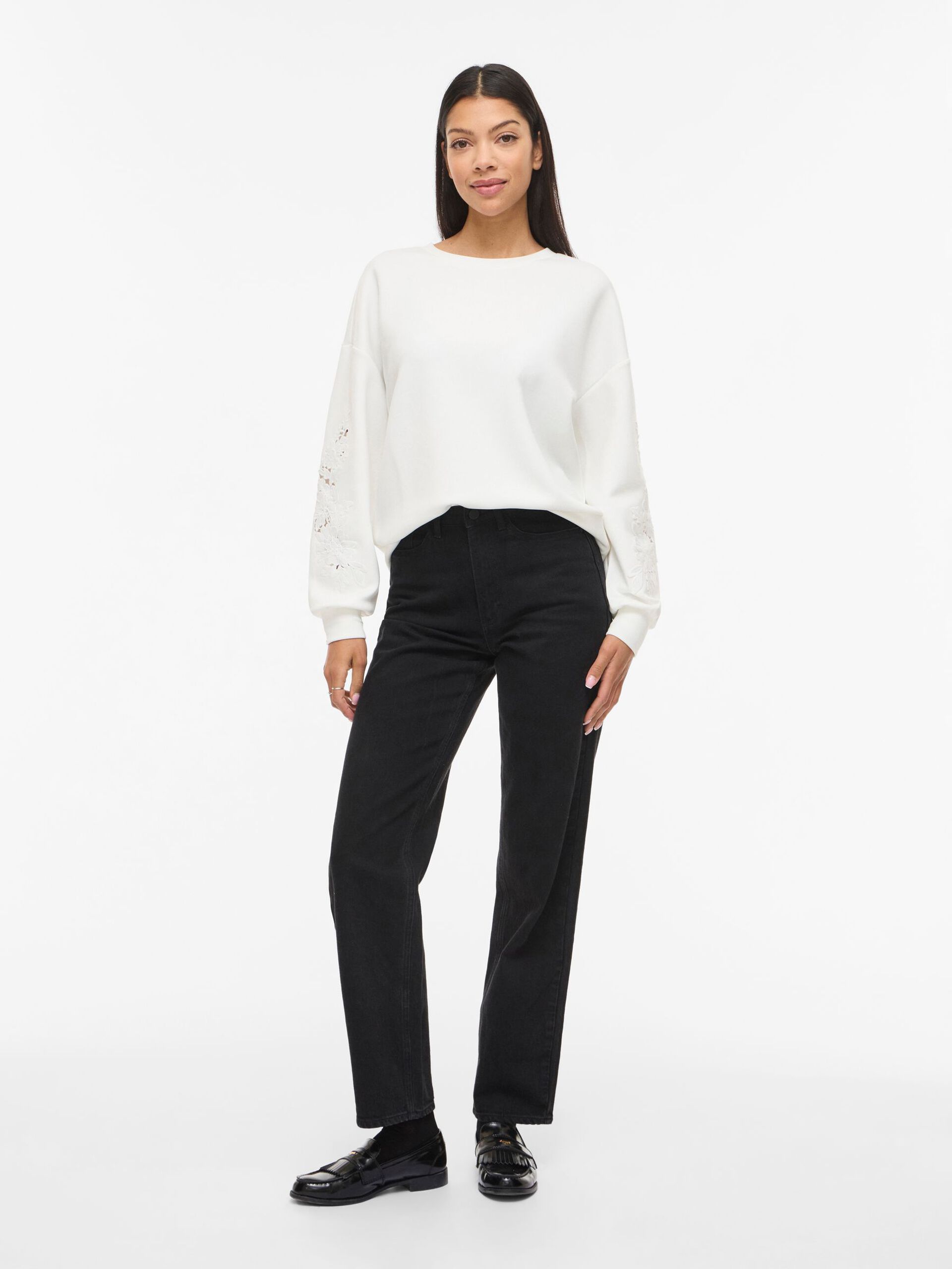 Vila naisten collegepaita VISIFFI O-Neck, Cloud Dancer