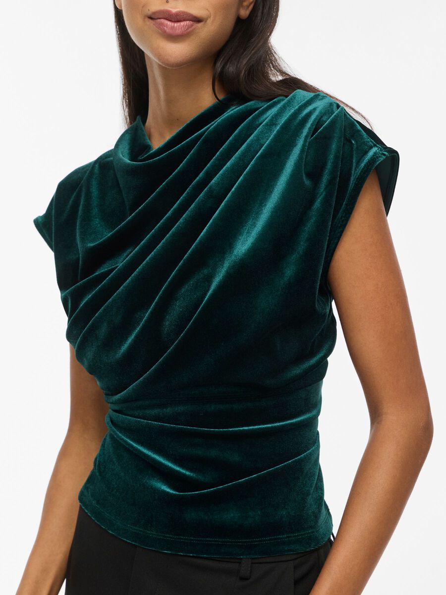 Vila naisten toppi Vilivas High Neck Cap Sleeve Top, Ponderosa Pine