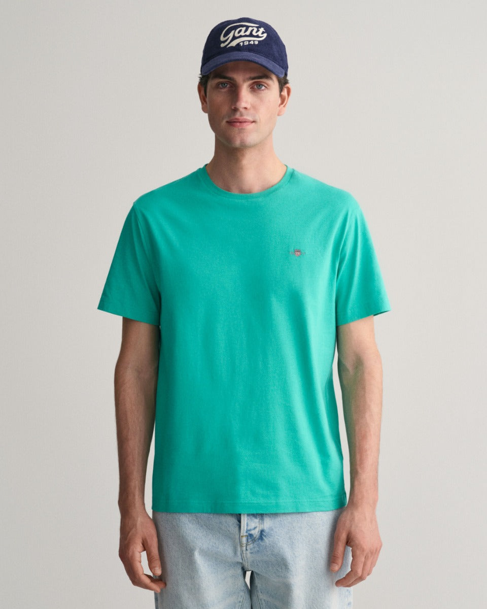 Gant Miesten T-Paita, REG SHELD SS T-SHIRT Vihreä