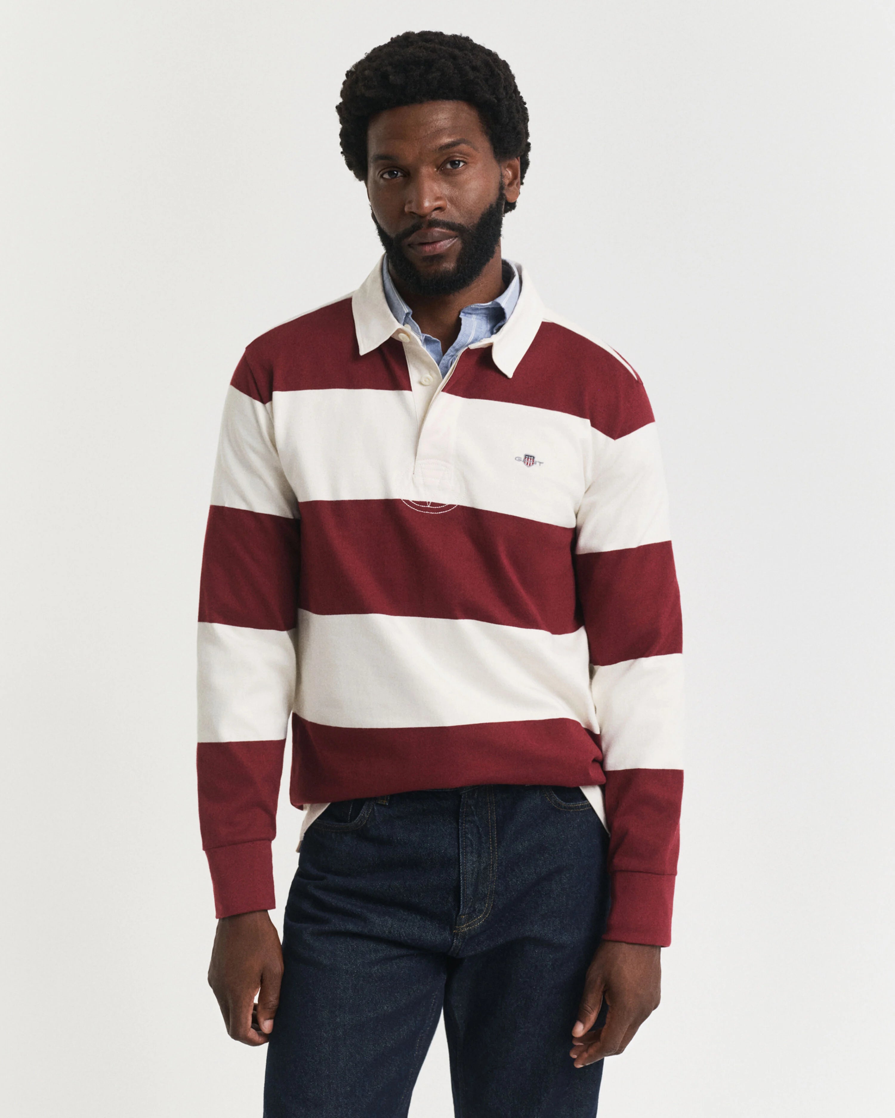 Gant miesten paita Striped Heavy Rugger, viininpunainen