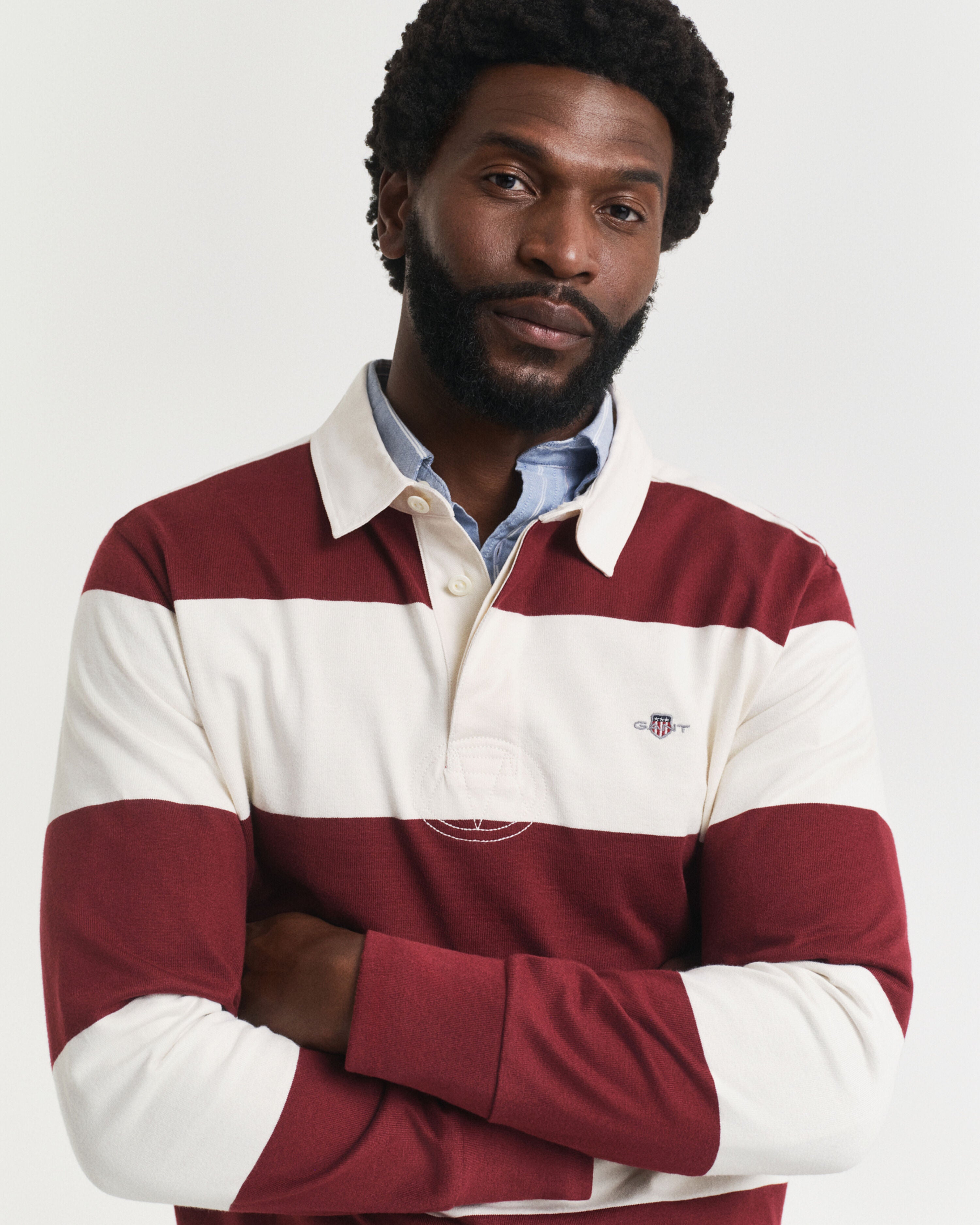 Gant miesten paita Striped Heavy Rugger, viininpunainen