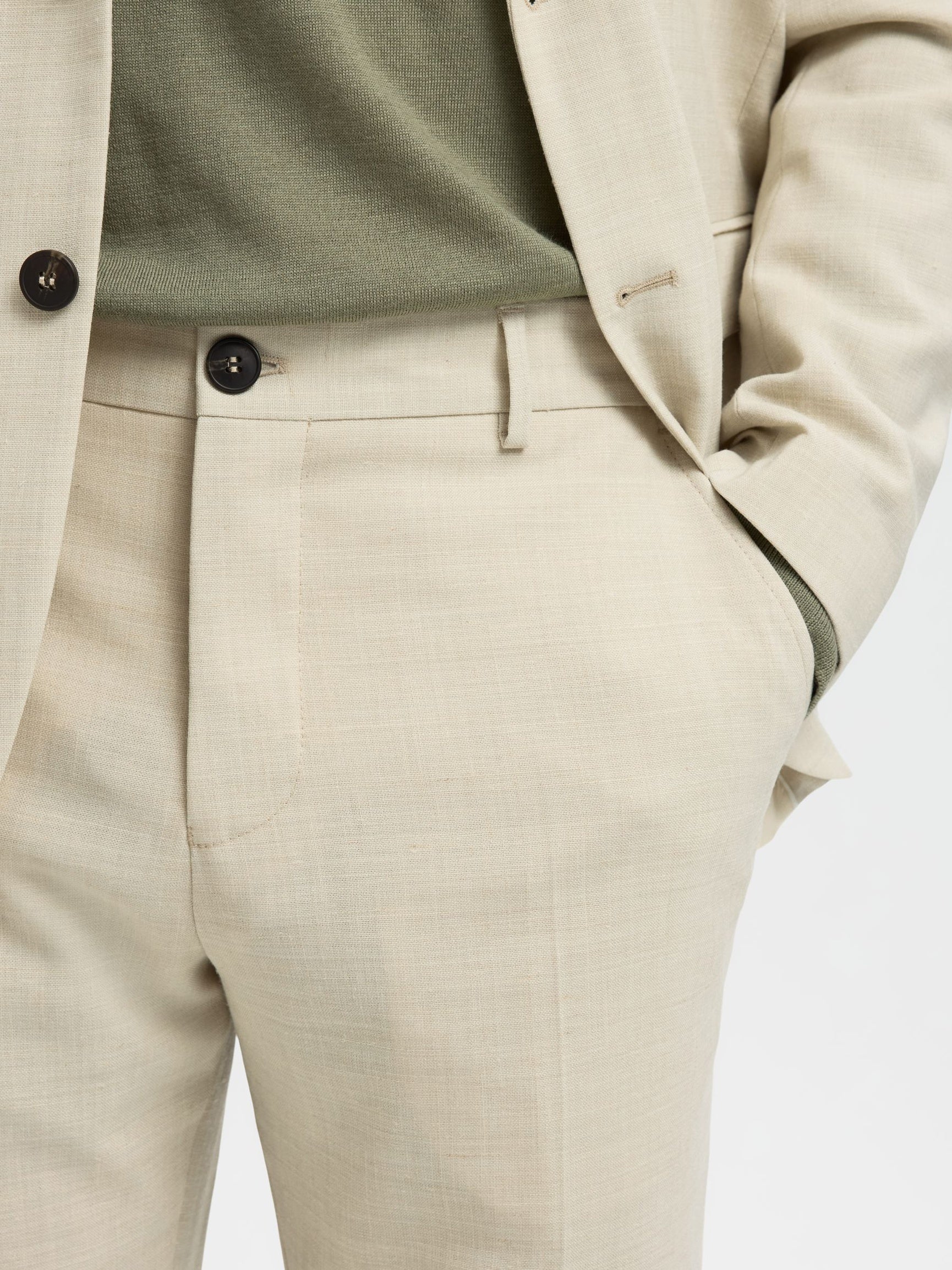 Selected miesten Suorat housut SLHSlim-Oasis Linen, Egret