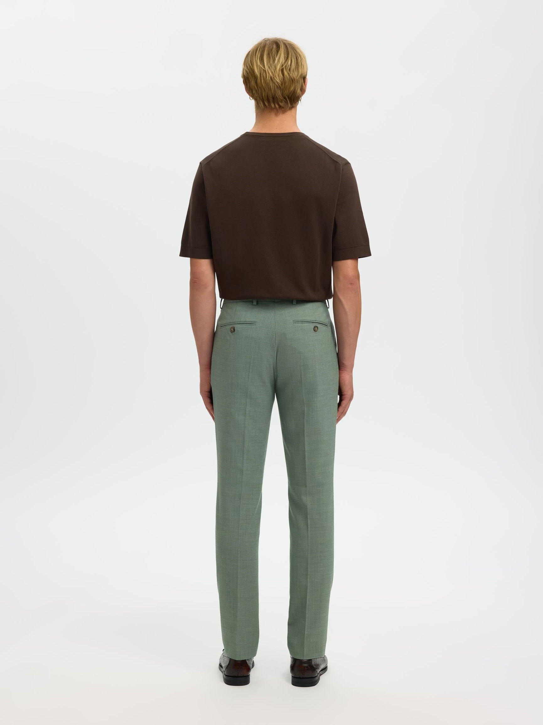 Selected miesten housut SLHSLIM-OASIS Linen, Light Green Melange
