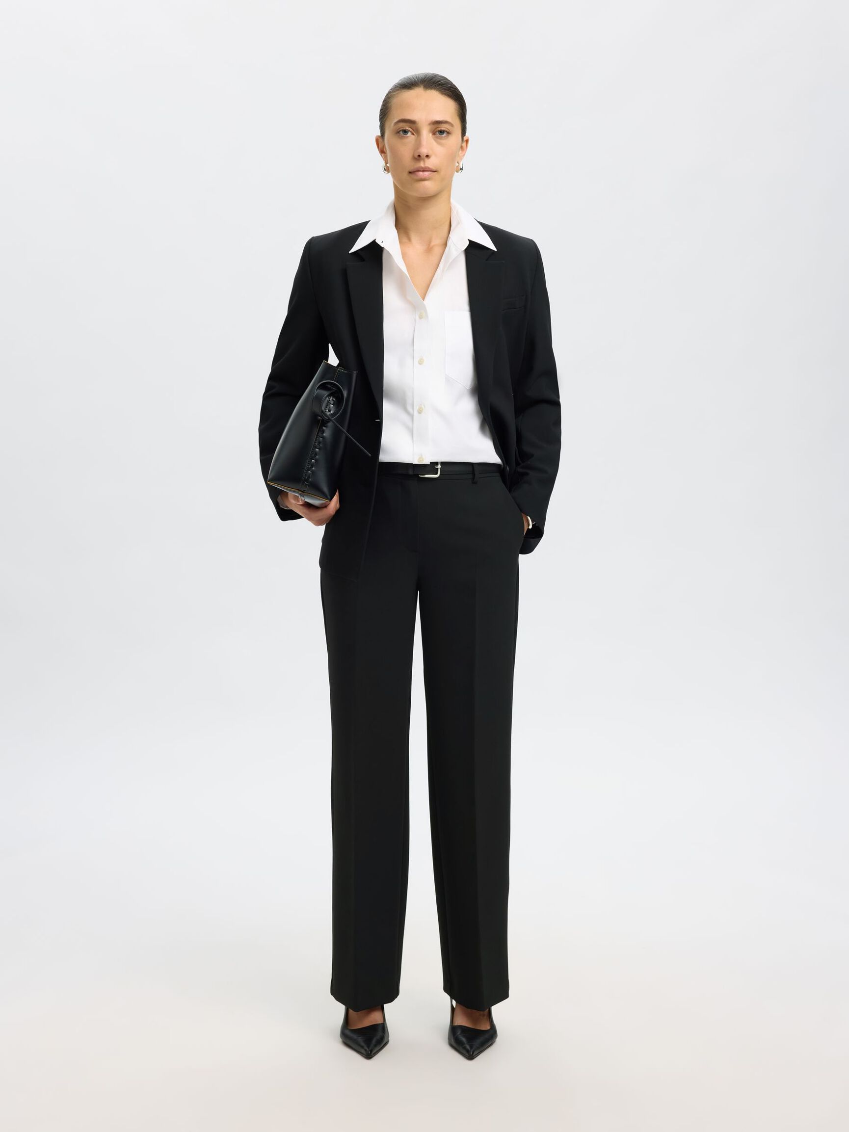 Selected Femme naisten housut SLWRITA MW Wide Pant, musta