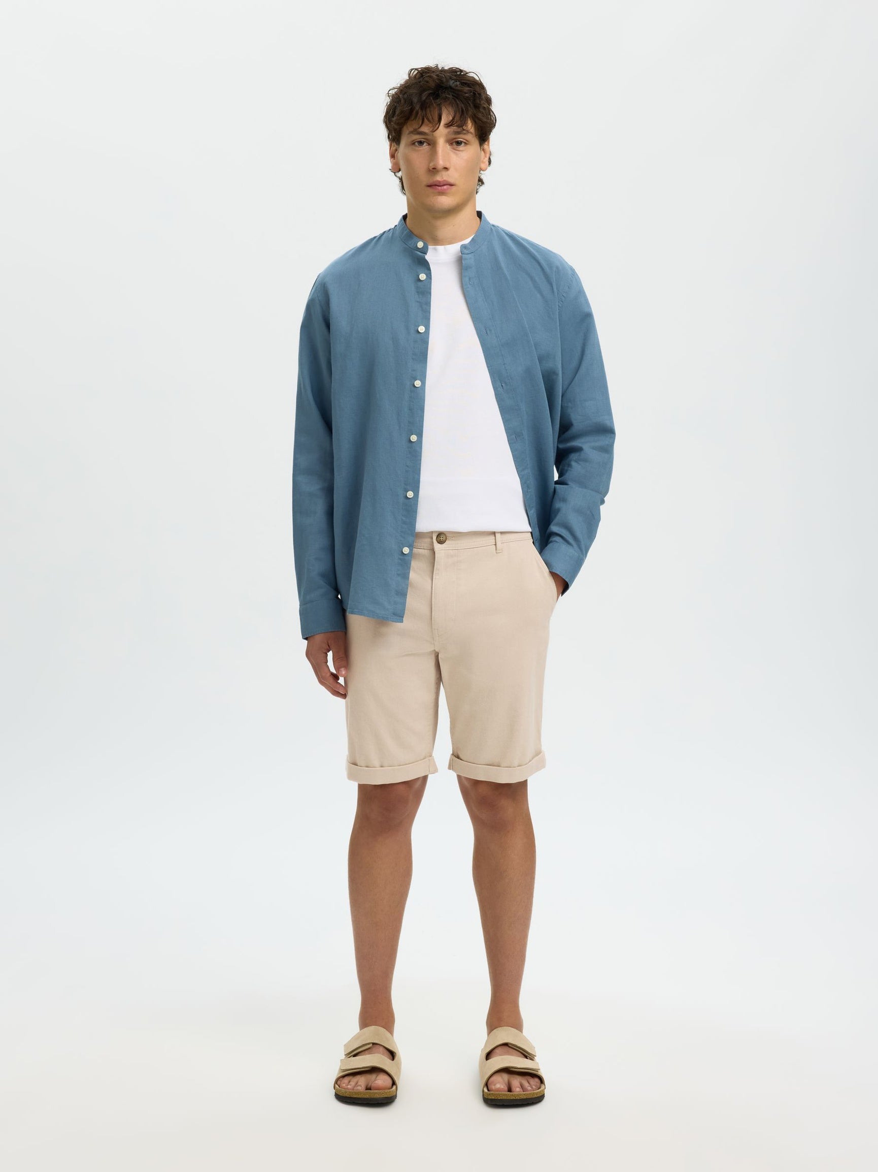 Selected miesten shortsit Luton SlhSlim Flex, Pure Cashmere W. Oatmeal