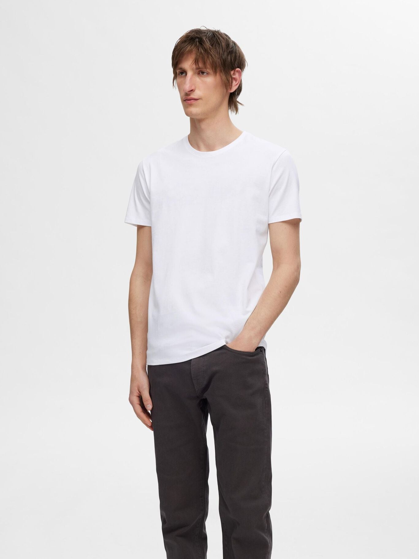 Selected miesten t-paita, ROLAND SS O-NECK Bright White