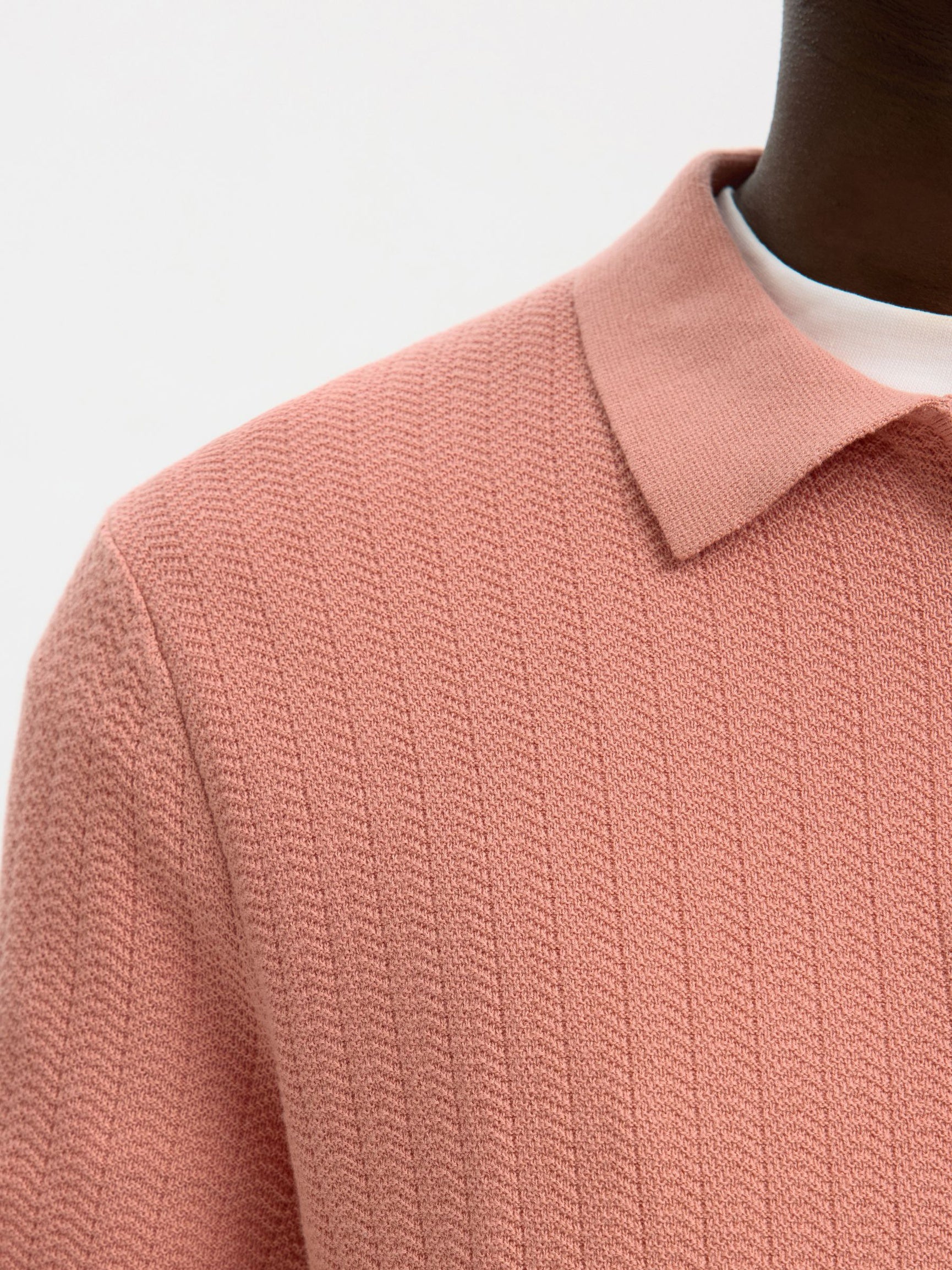 Selected miesten Pikeepaita Slhcran Ss Knit Structure Zip Polo Noos, Rose Dawn