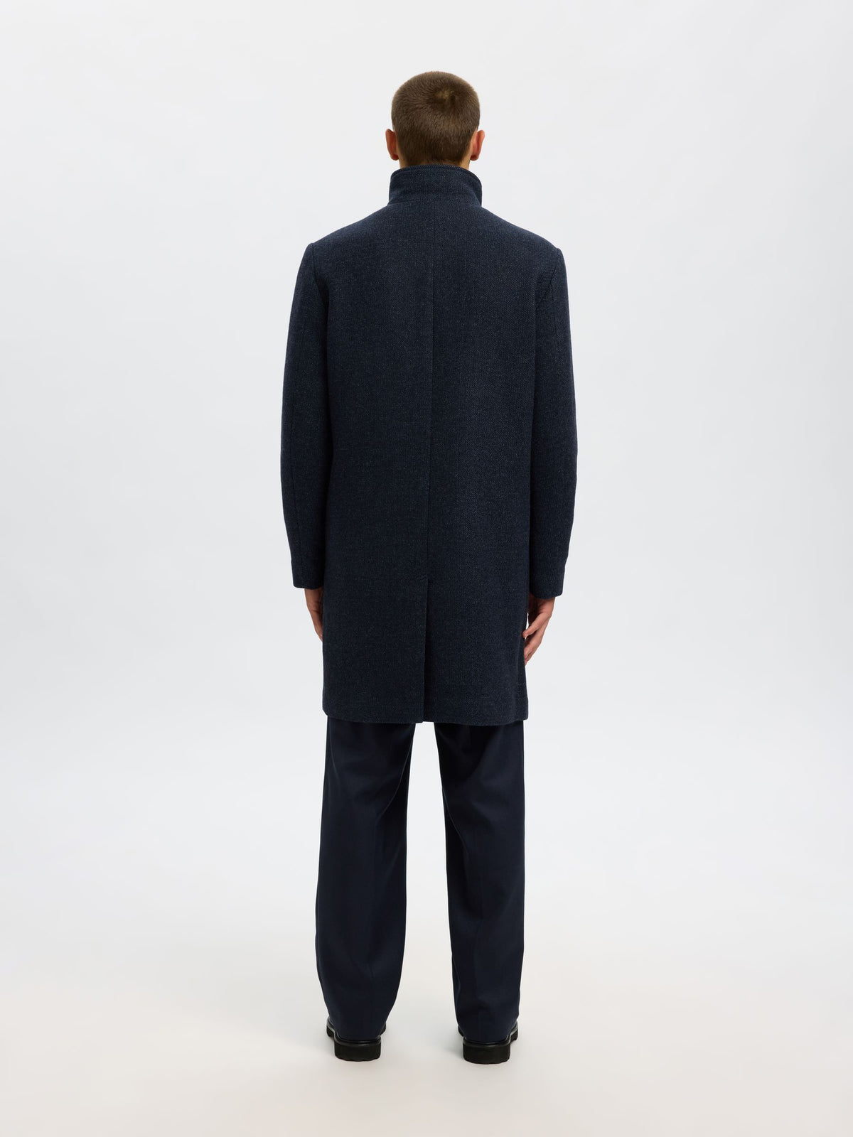 Selected miesten villakangastakki Long Wool-Blend Coat, Sky Captain Melange
