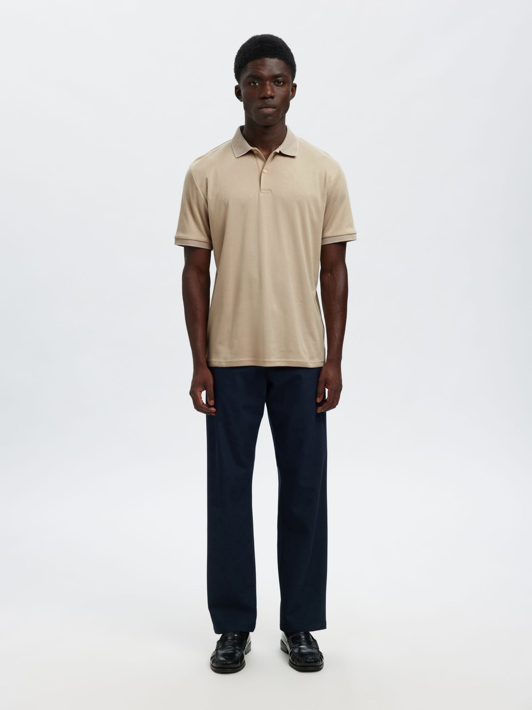 Selected miesten pikeepaita SLHFAVE Button Ss Polo Noos, Oatmeal