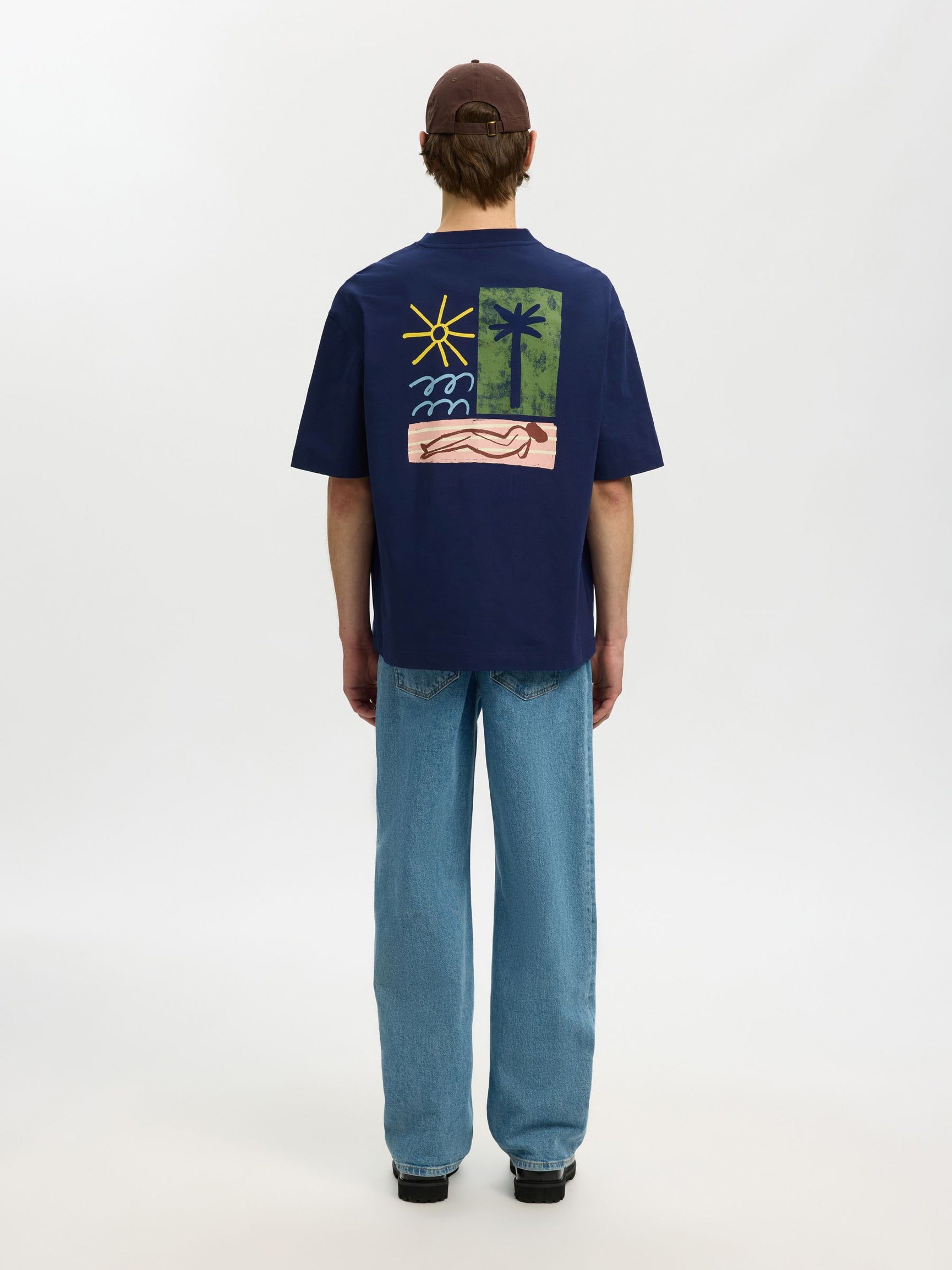 Selected miesten t-paita Relaxed Norman License SS Tee, Ocean Cavern