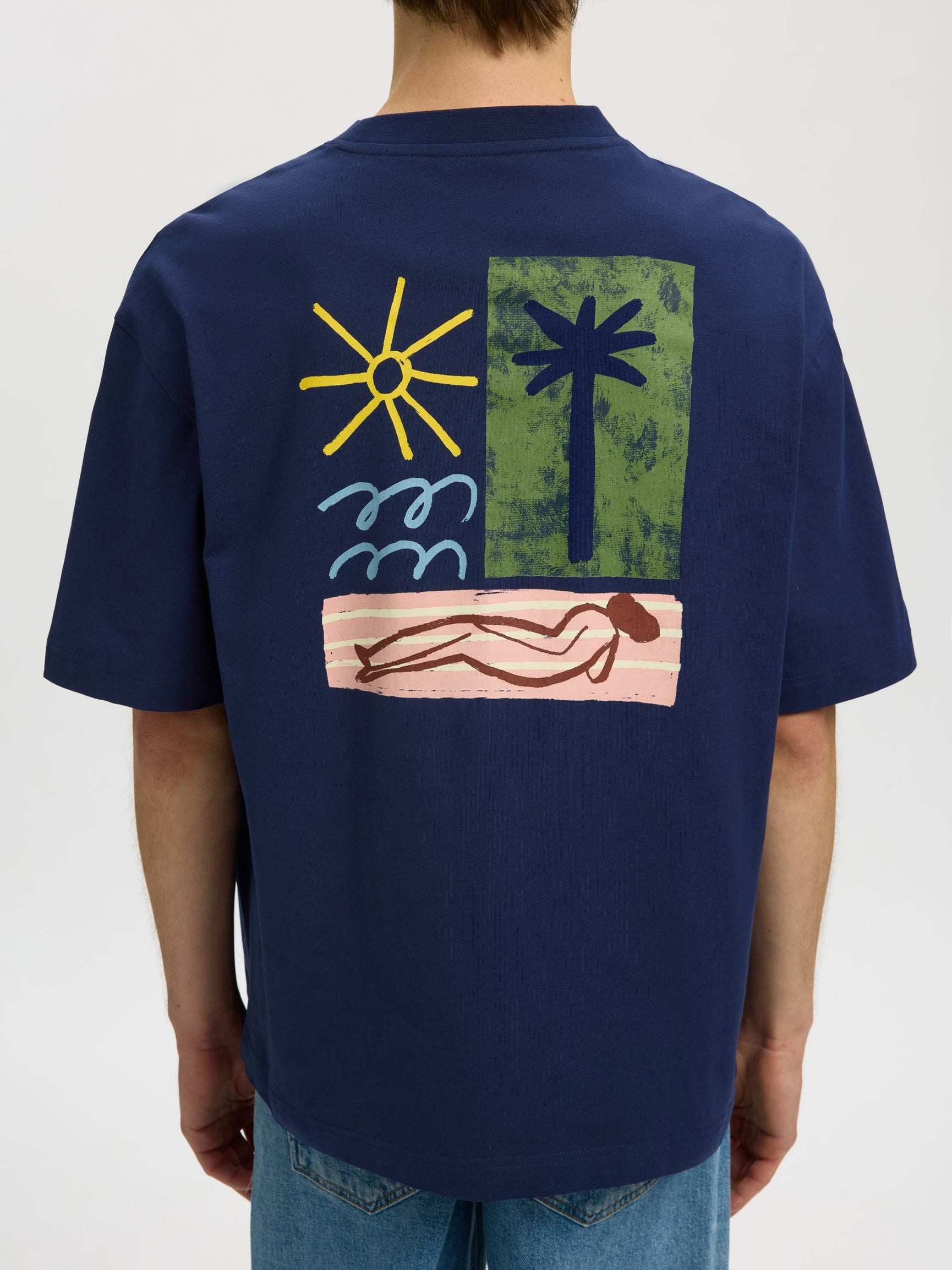 Selected miesten t-paita Relaxed Norman License SS Tee, Ocean Cavern