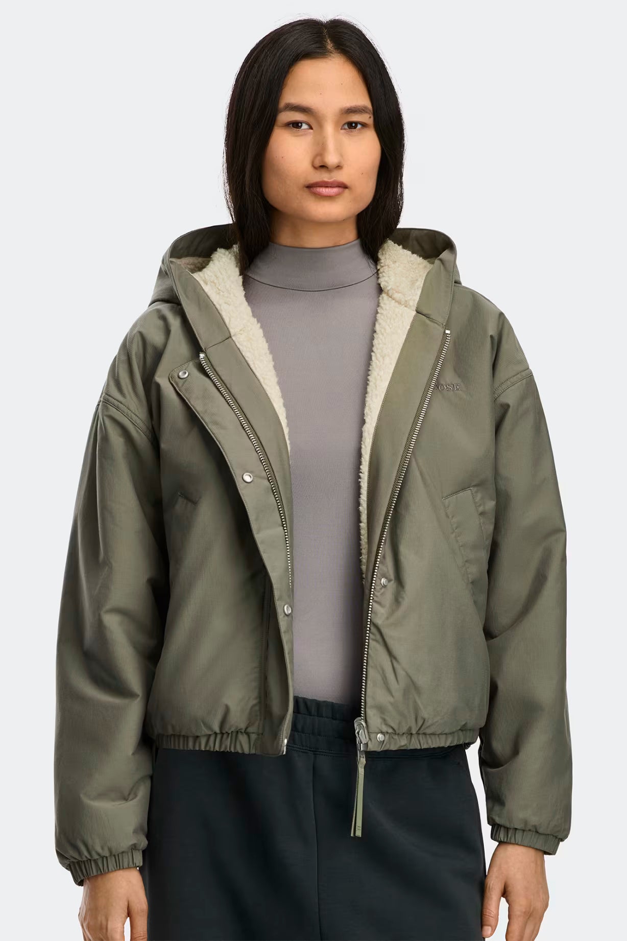 ALBERNI REVERSIBLE FLEECE BOMBER TUMMANVIHREÄ