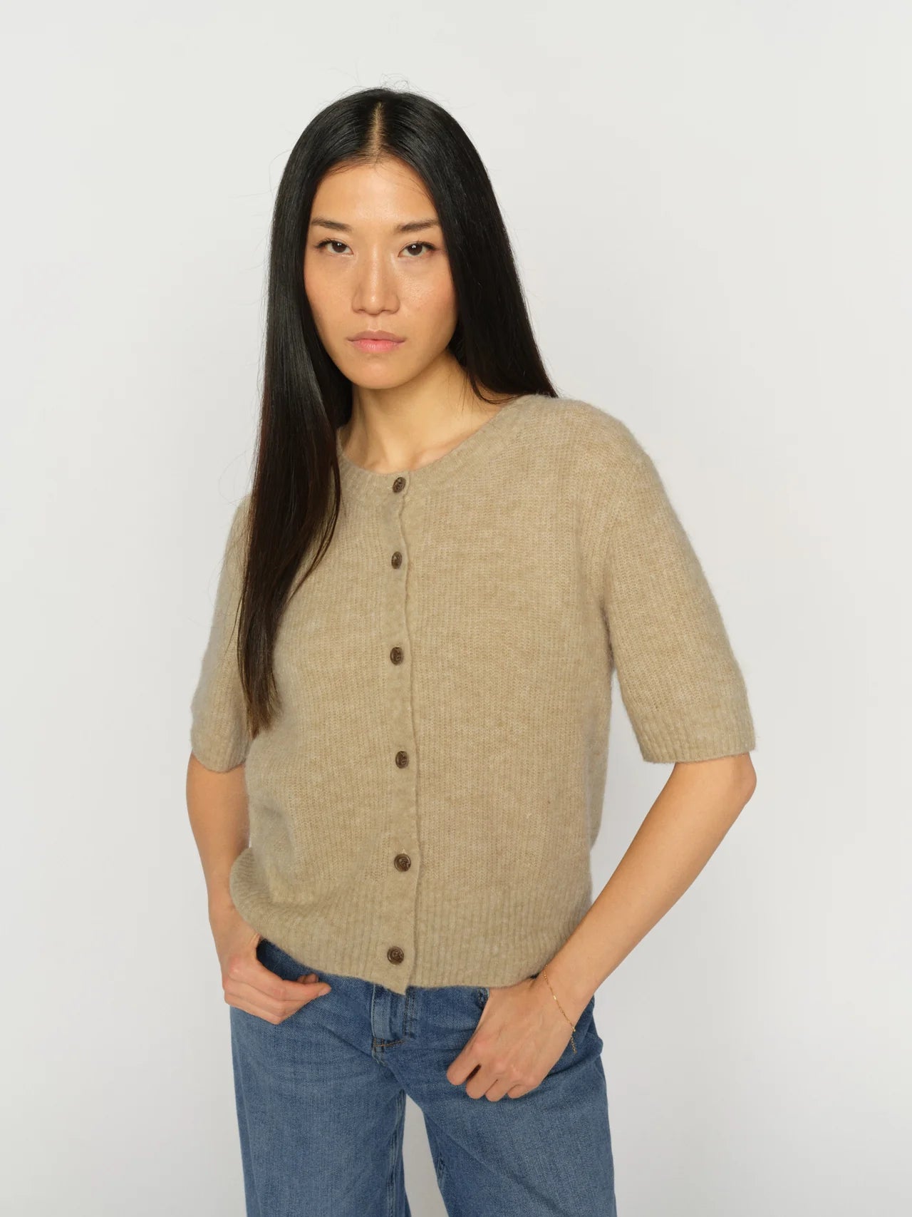 Mos Mosh naisten neuletakki Thora SS Cardigan, twill