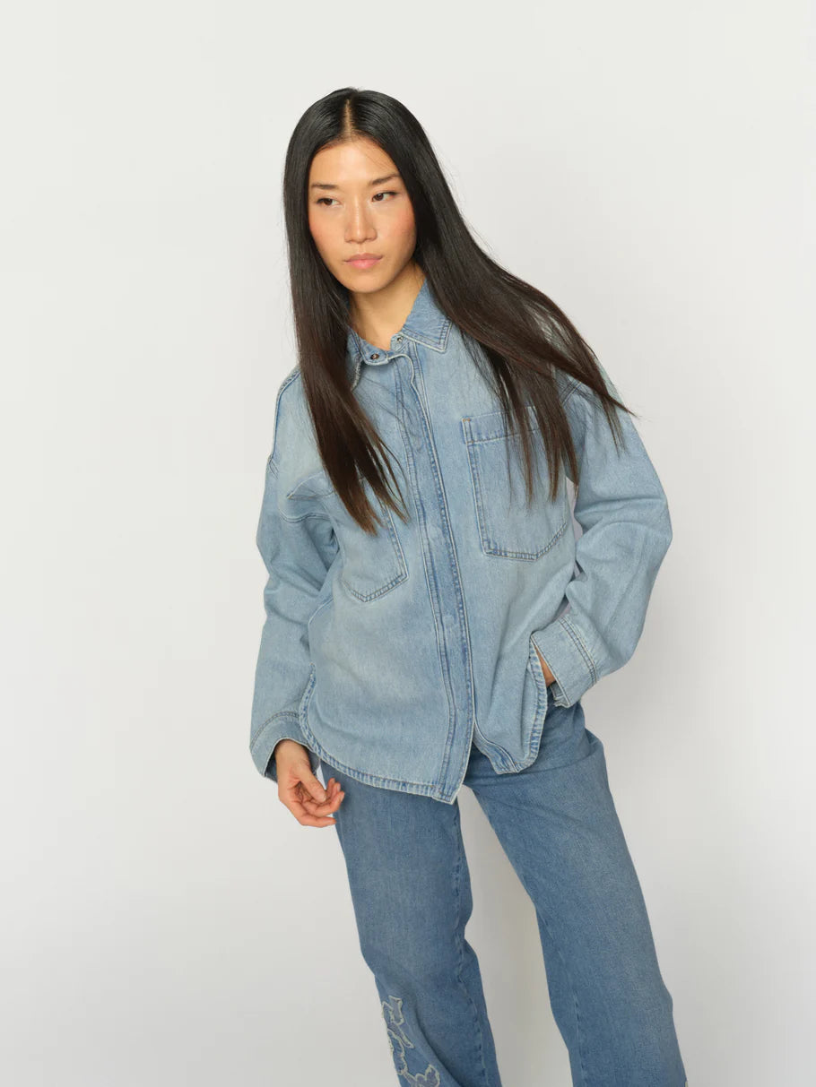 Mos Mosh naisten farkkupaita EMM Flower Shirt, sininen