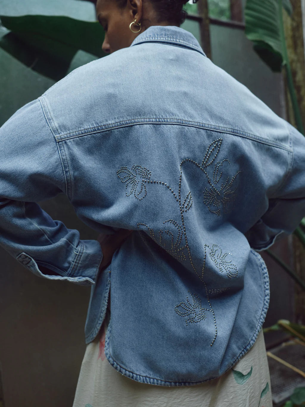 Mos Mosh naisten farkkupaita EMM Flower Shirt, sininen