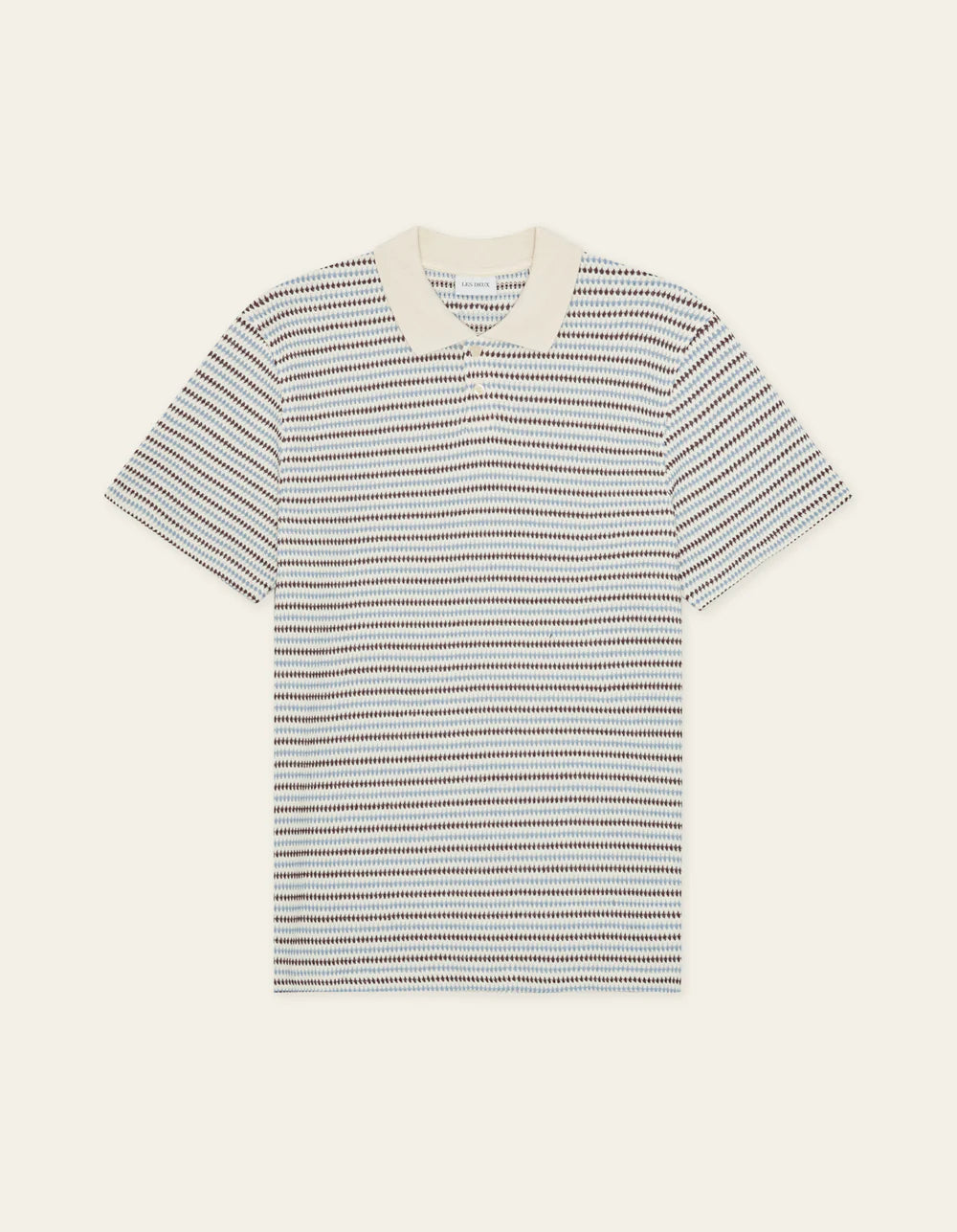 Les Deux miesten pikeepaita Knitted Stripe Polo, raidallinen valkoinen